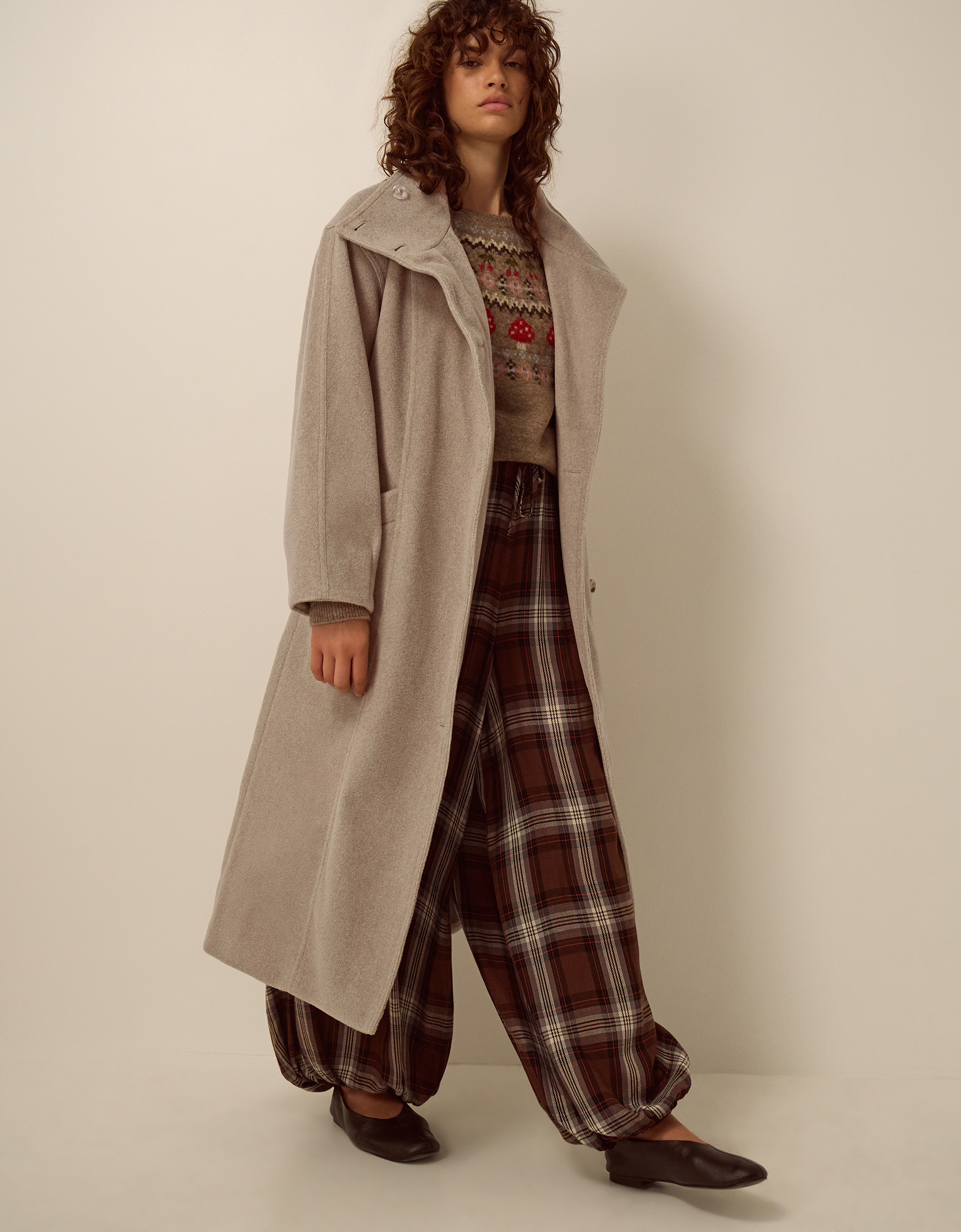 Monsoon Millie Funnel Neck Belted Coat in Mink, view 5