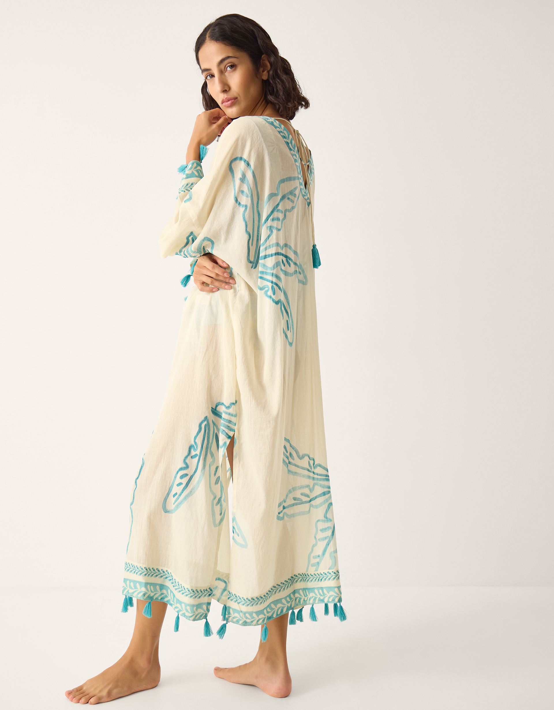 Monsoon Pam Palm Print Kaftan, view 3