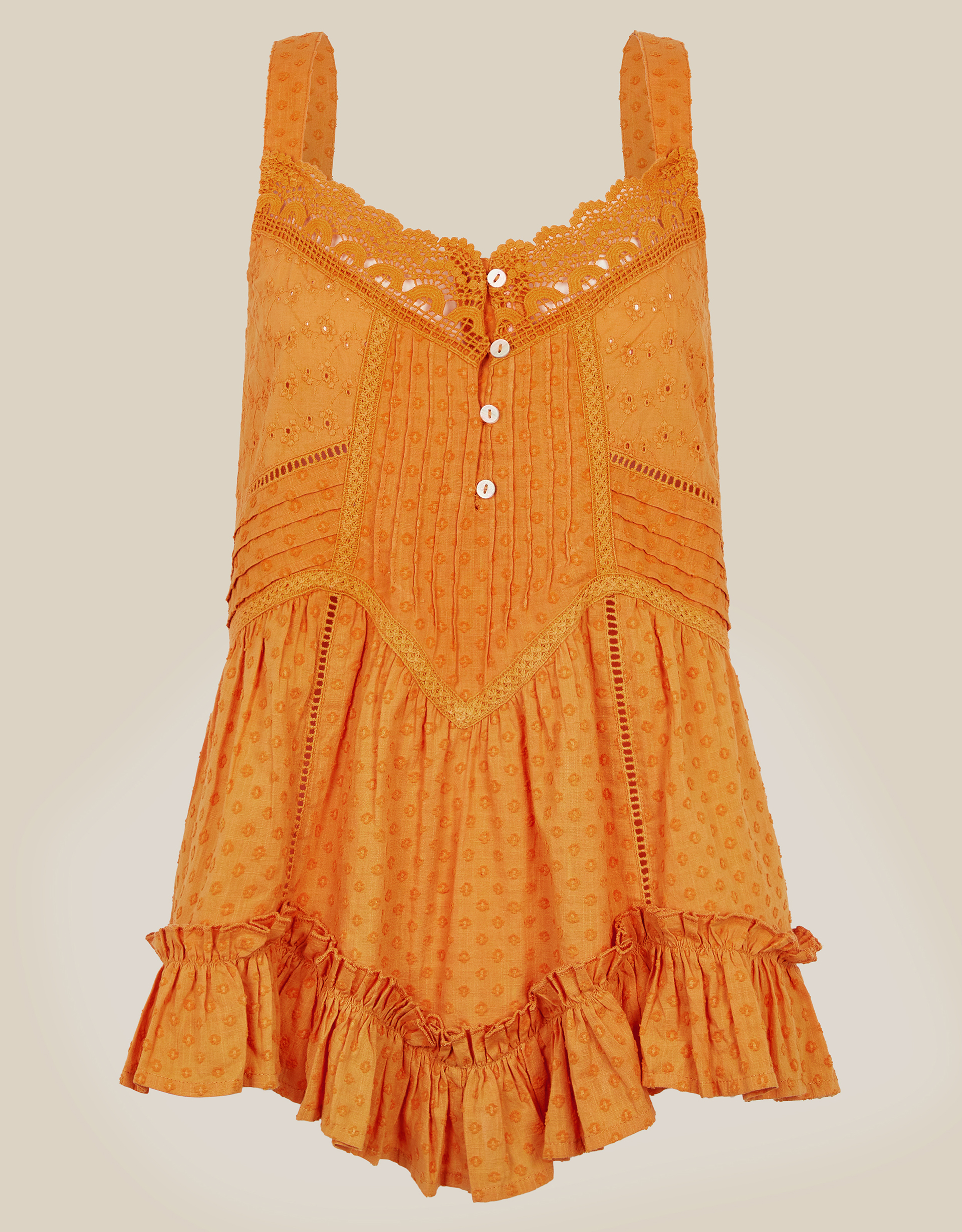 Monsoon Nixie Broderie Frill Cami Top, view 5
