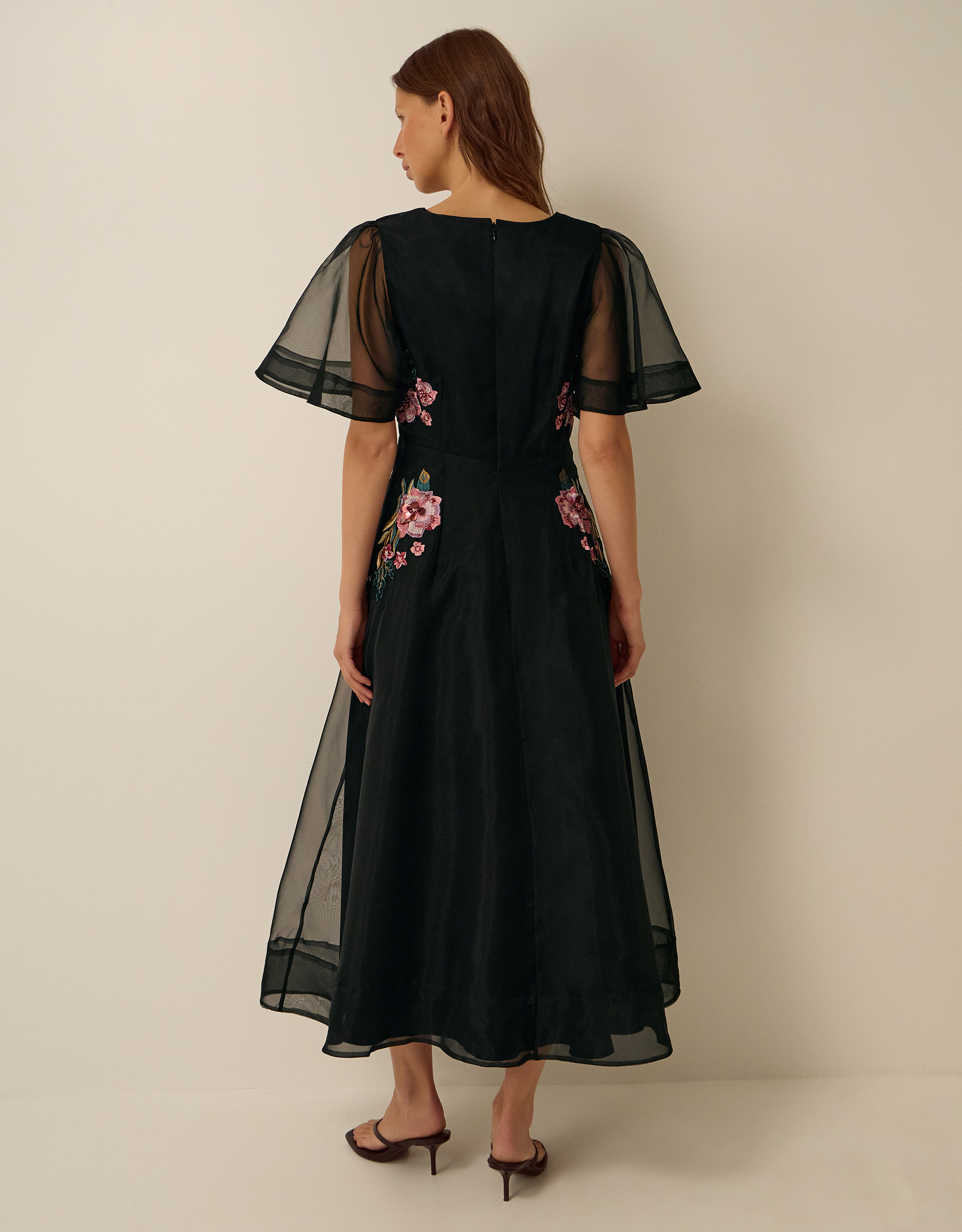 Monsoon Felicity Floral Embroidered Midi Dress, view 3