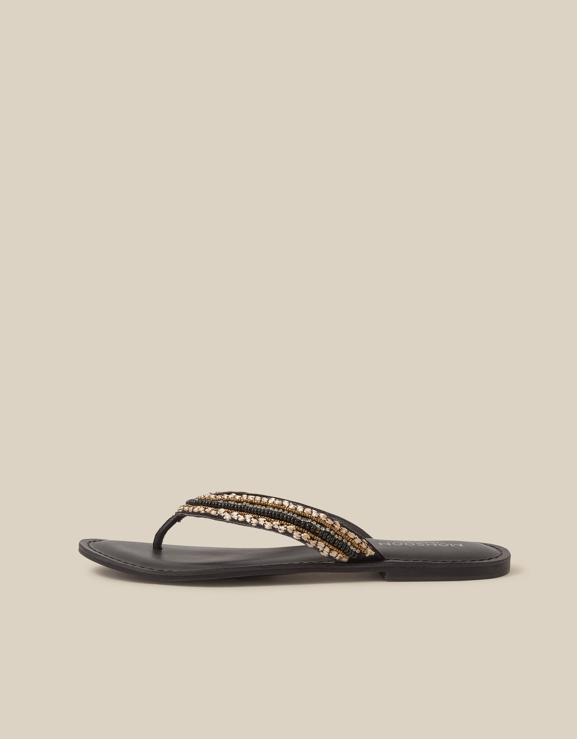 Monsoon Harper Beaded Leather Flip Flops, view 2