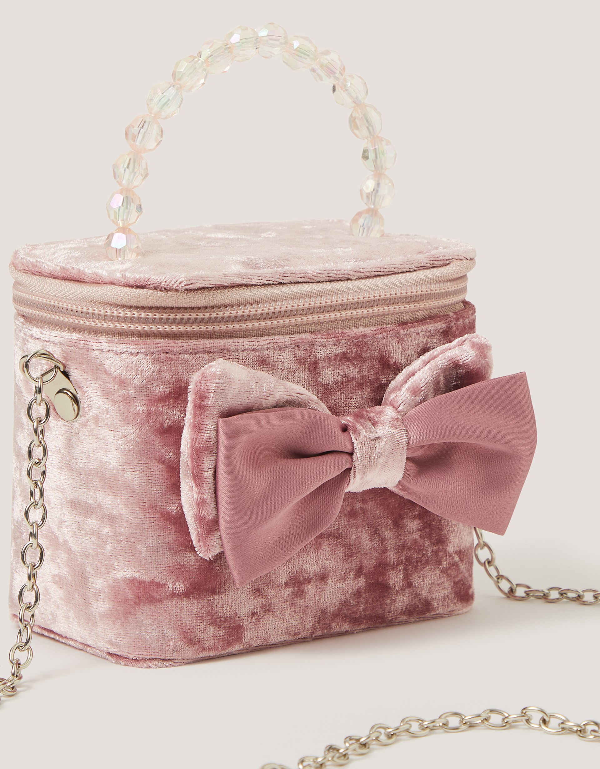 Monsoon Bow Velvet Bag in Pink, view 3