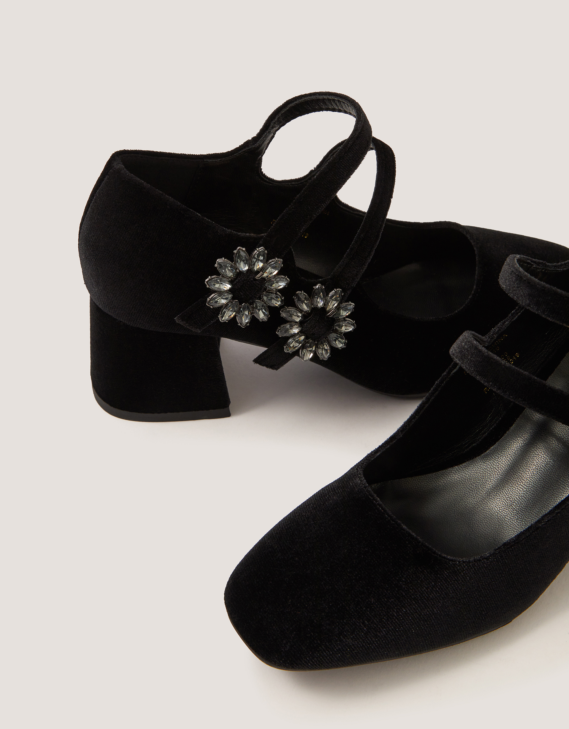 Monsoon Symone Velvet Mary Jane Block Heels in Black, view 2