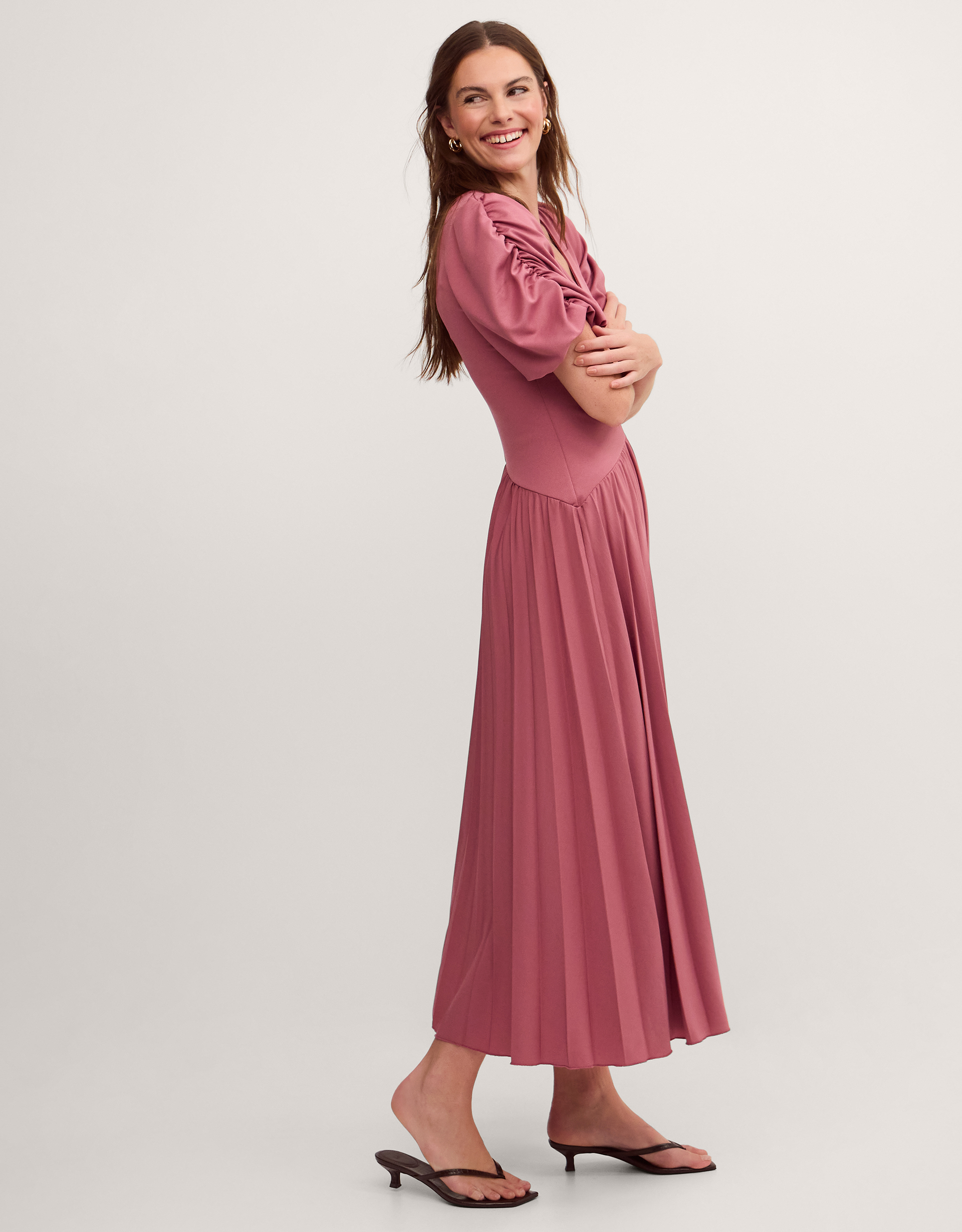 Monsoon Mindy Pleated Jersey Midi Dress, view 5