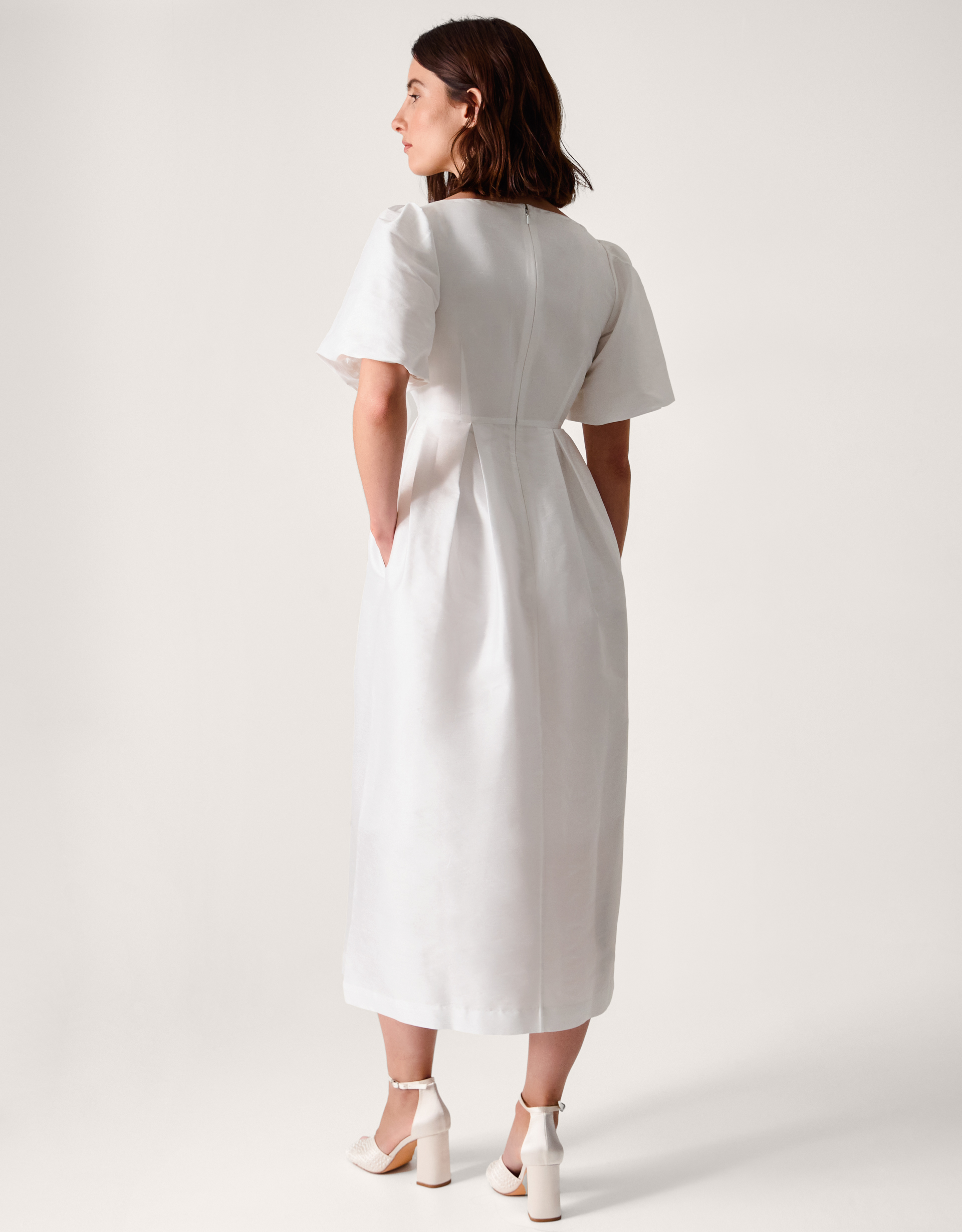 Monsoon Sloane Short Sleeve Midi Wedding Dress, view 3