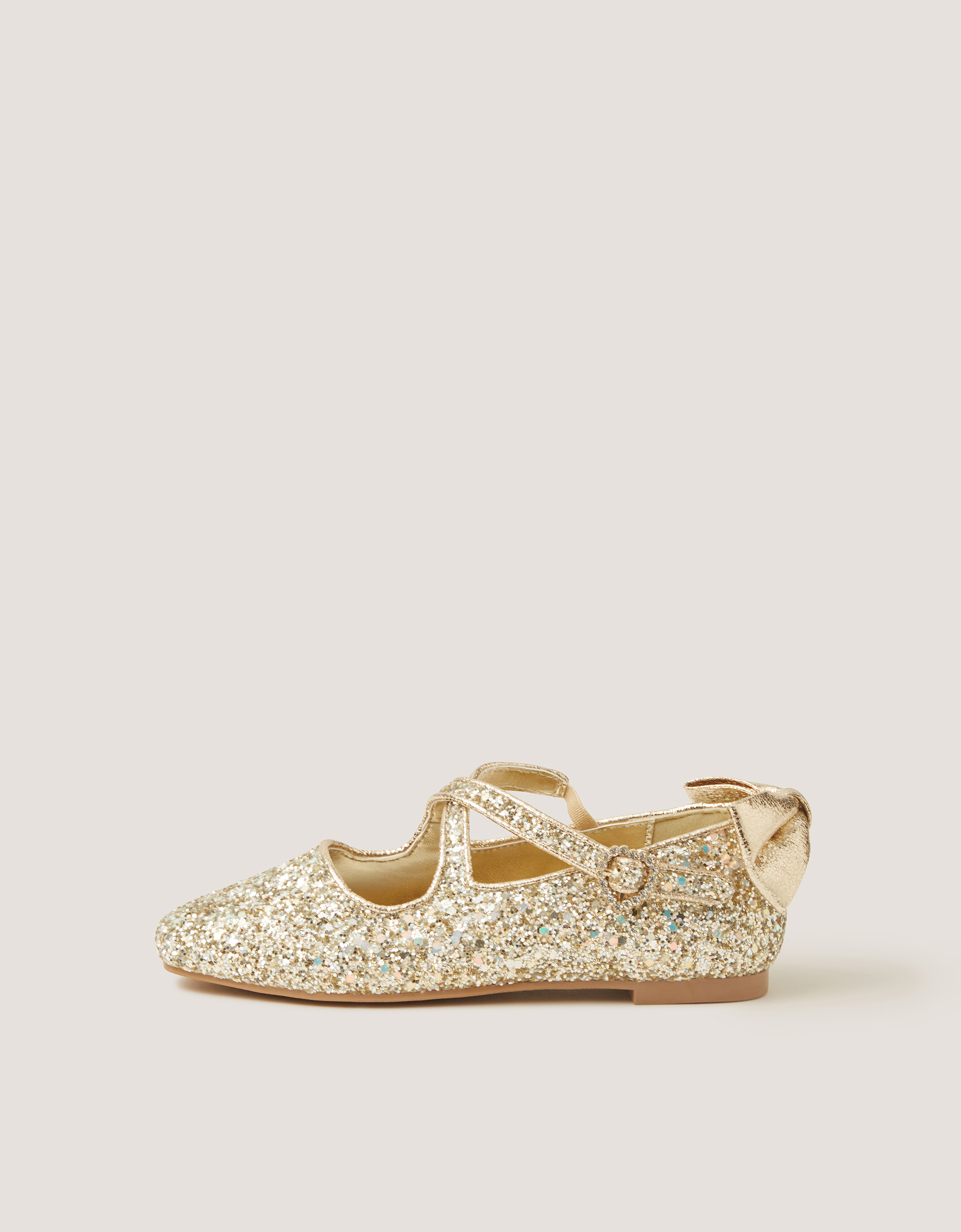 Monsoon Glitter Mary Jane Ballet Flats in Gold, view 2