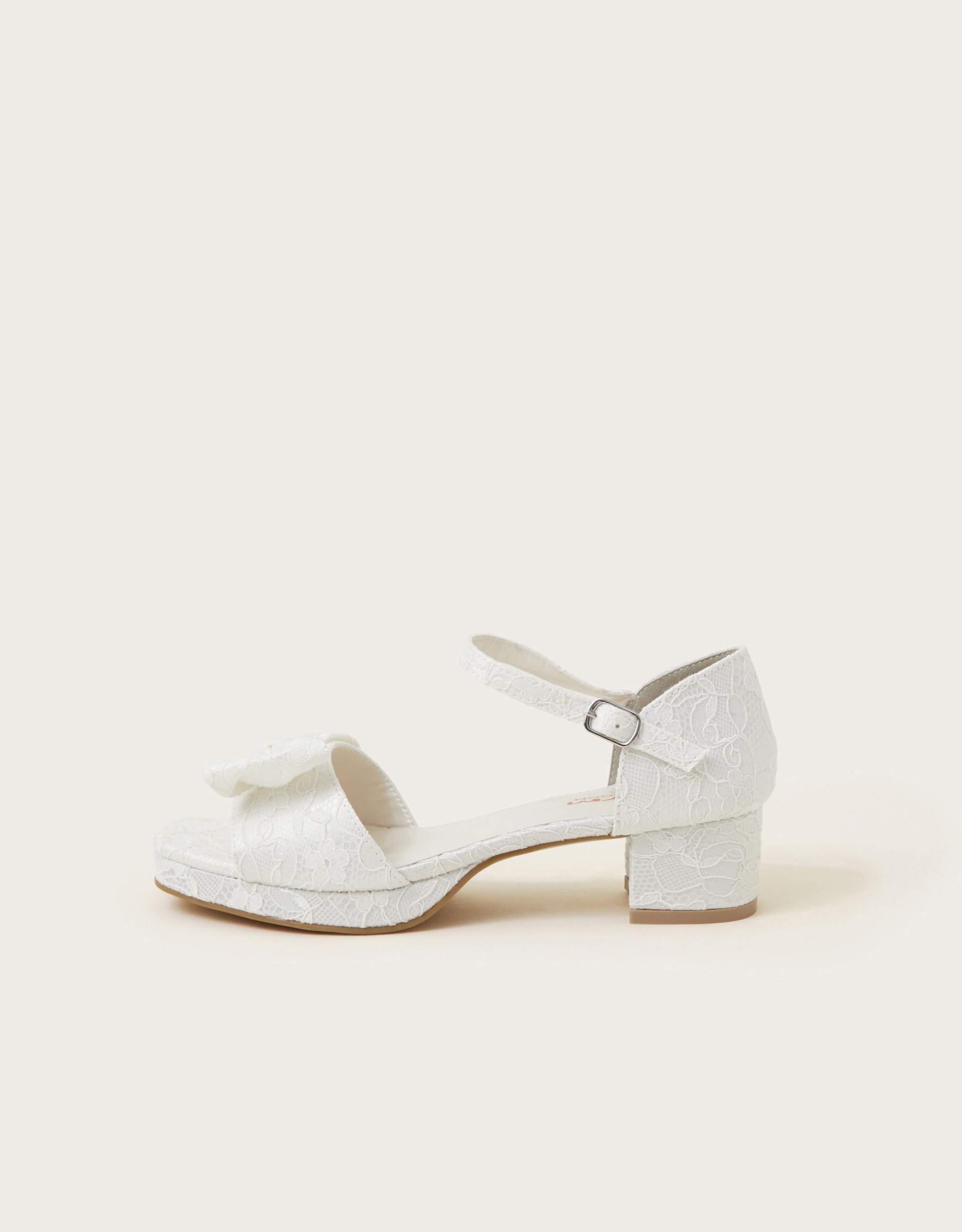 Monsoon Bow Lace Heeled Sandals Ivory, view 2