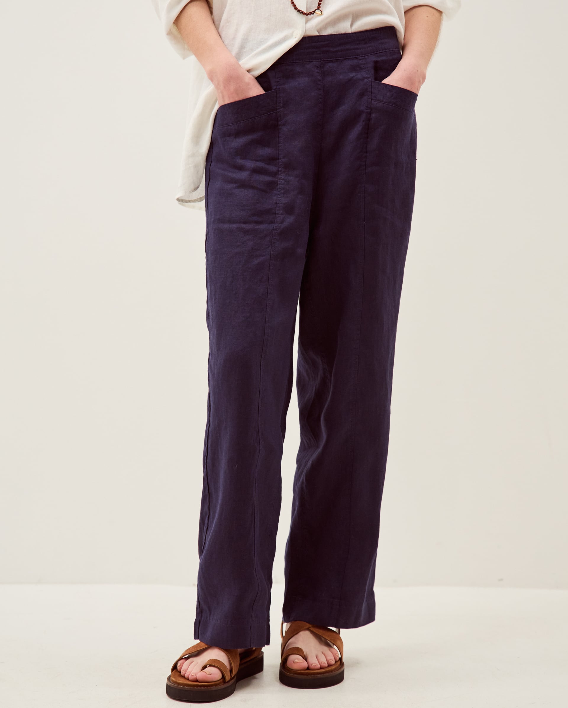 Monsoon Lucy Regular Straight Leg Linen Trousers, view 4