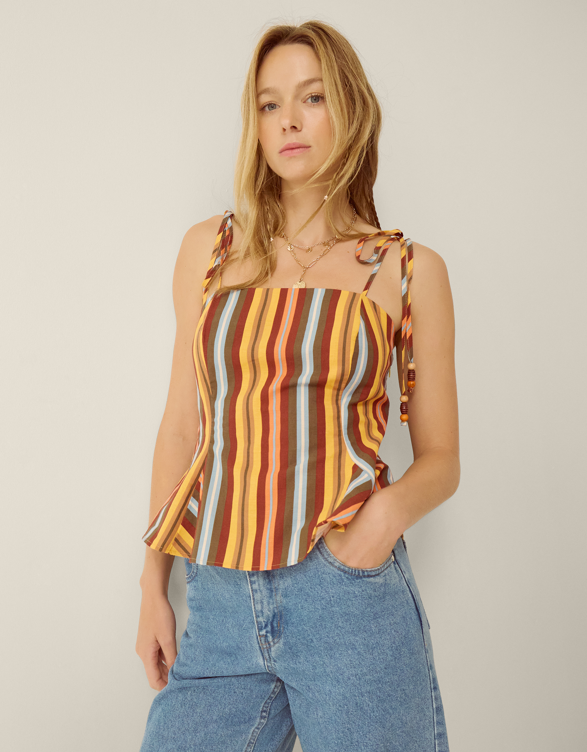 Monsoon Sydney Stripe Cami Top, view 4