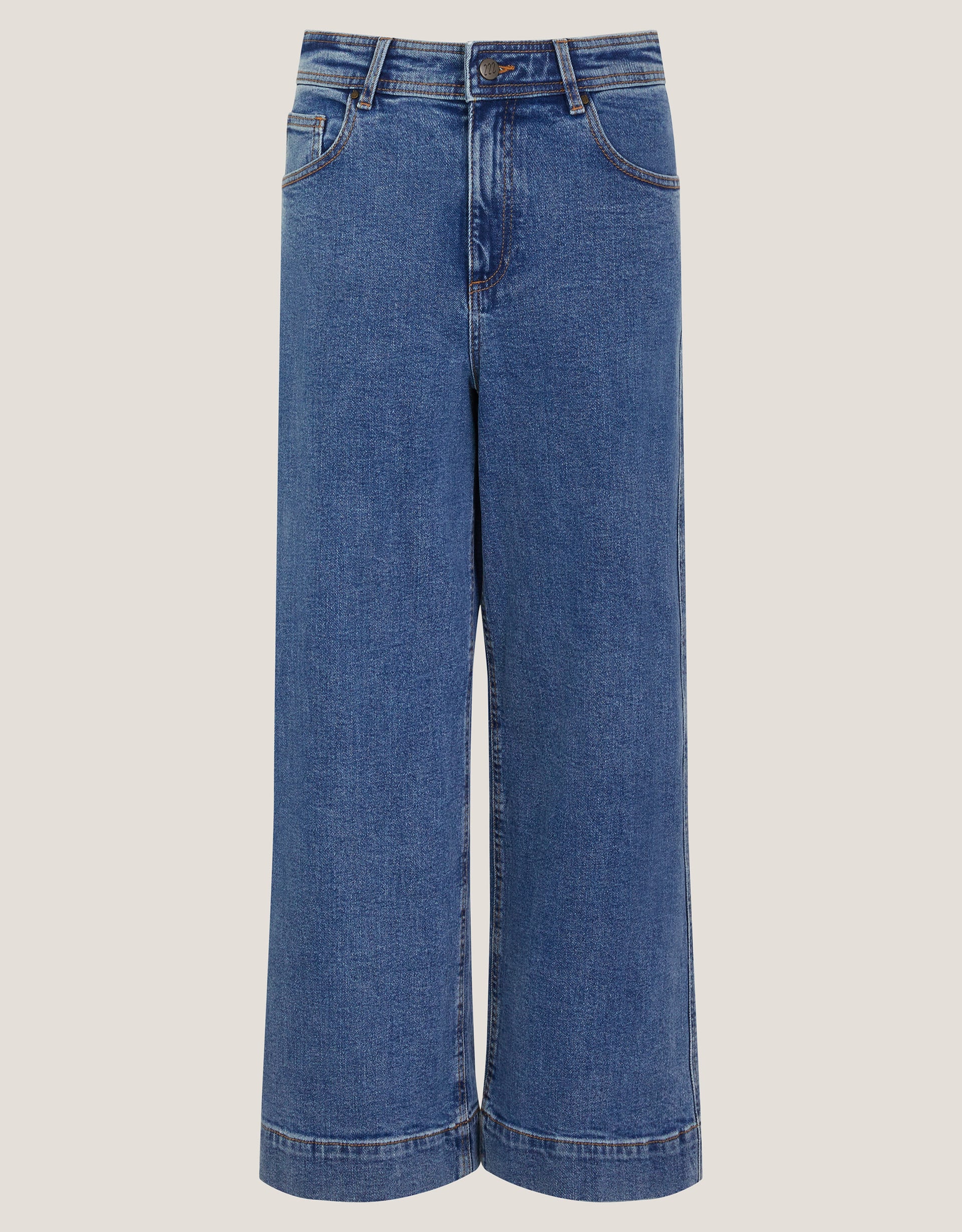 Monsoon Hallie Regular Crop Wide Leg Jeans in Blue, view 6