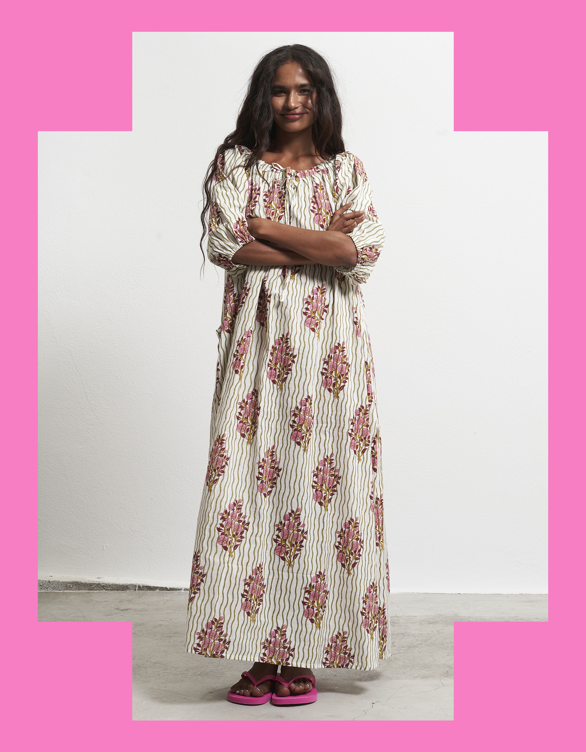 Monsoon Par & Escala Justina Floral Stripe Maxi Dress