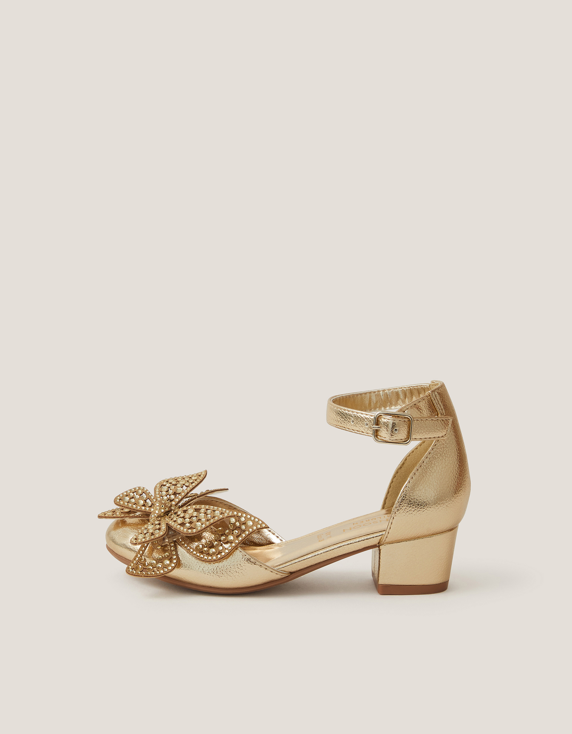 Monsoon Closed-Toe Metallic Butterfly Heels, view 3