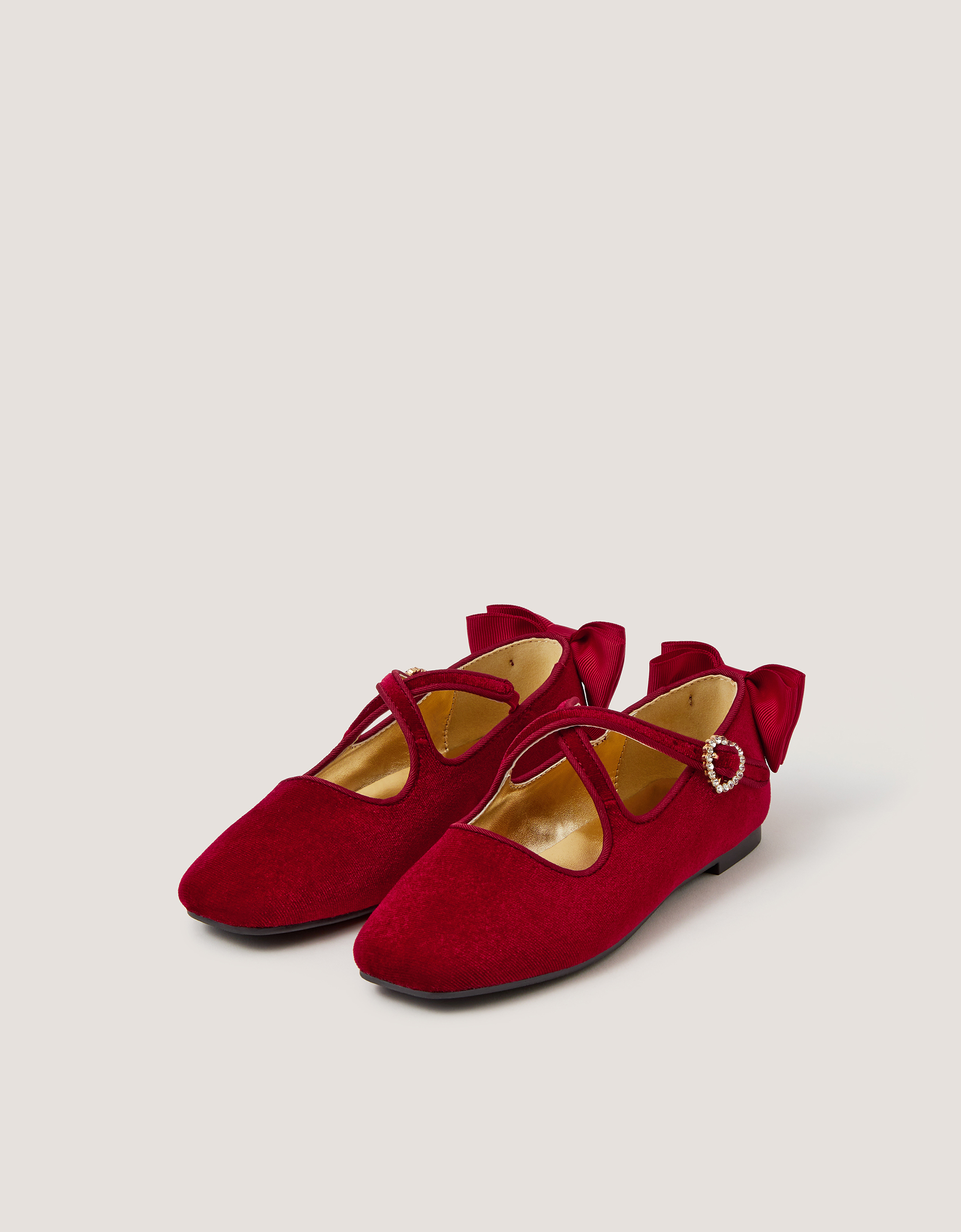 Monsoon Velvet Bow Mary Jane Ballet Flats