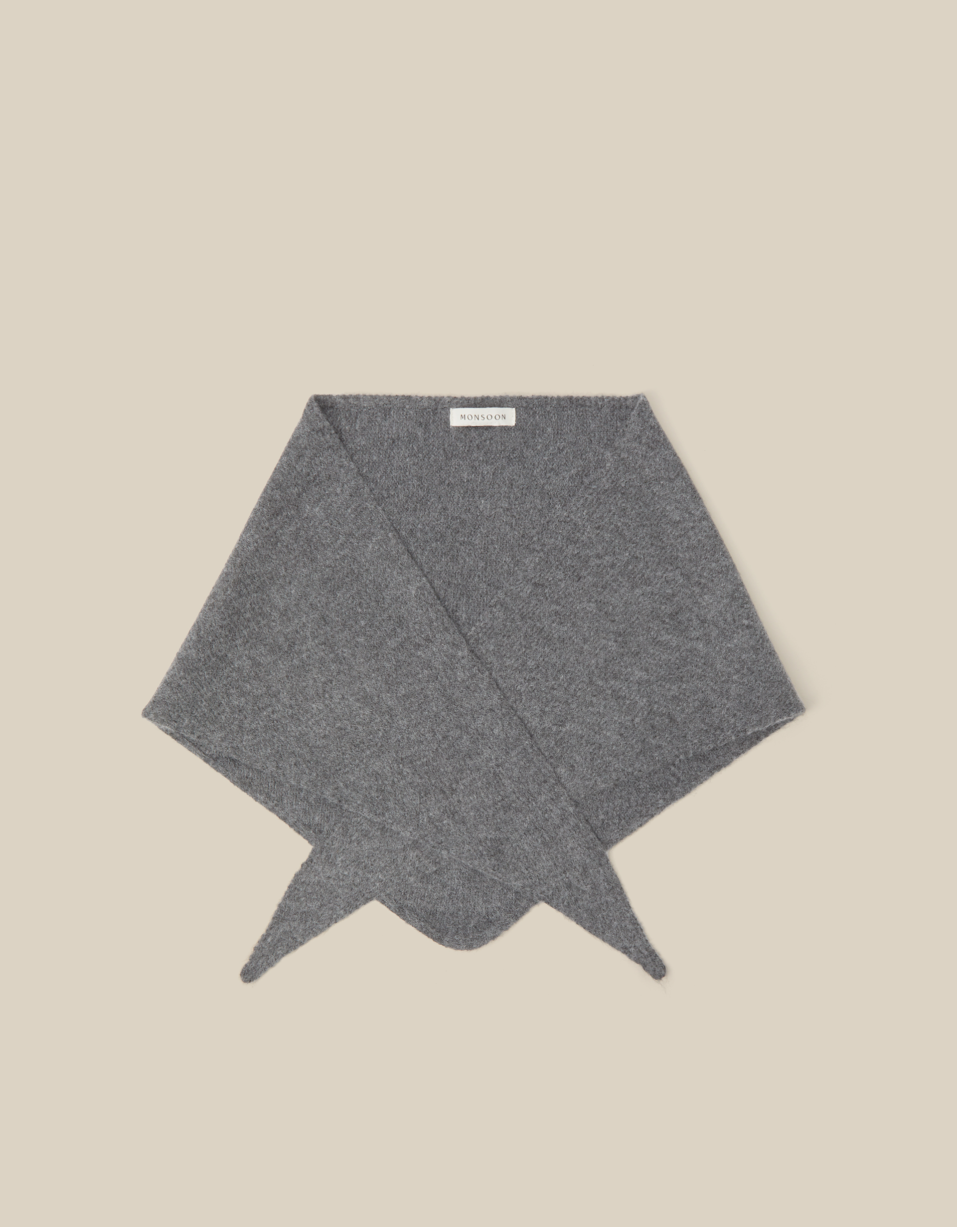 Monsoon Fae Knitted Triangle Scarf in Grey, view 2