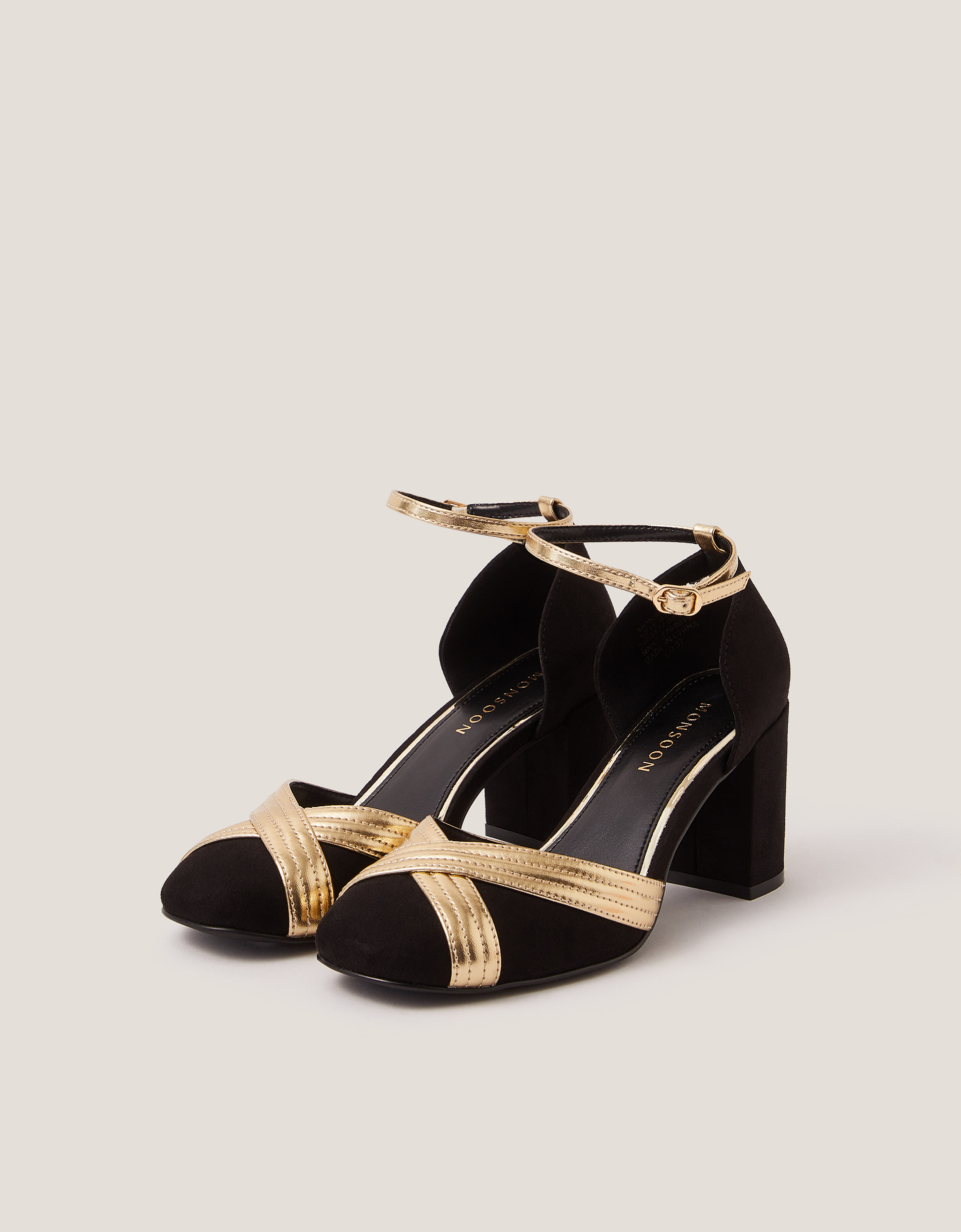 Monsoon Joy Metallic Crossover Heels in black