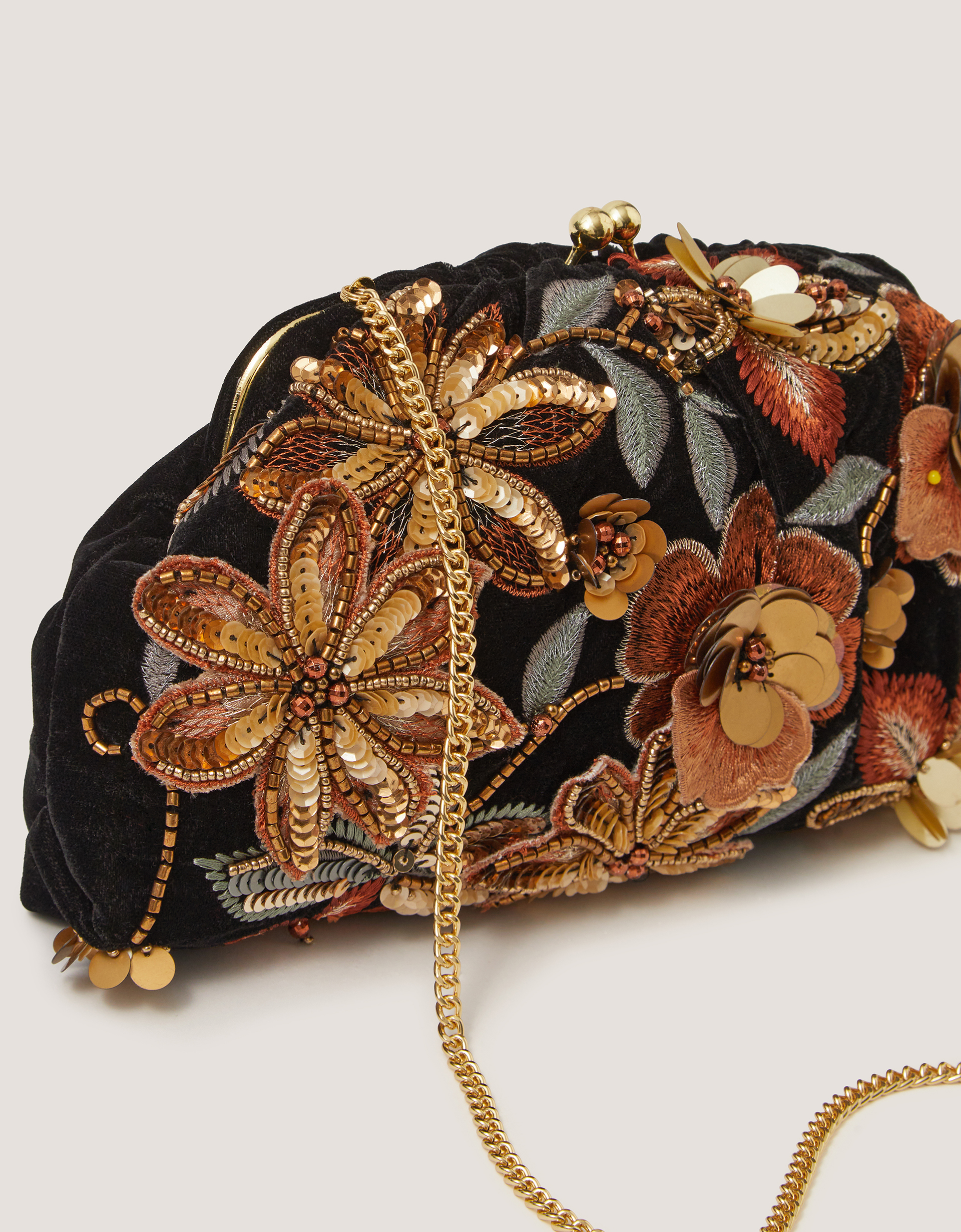 Monsoon Ren Floral Embellished Clutch Bag, view 4