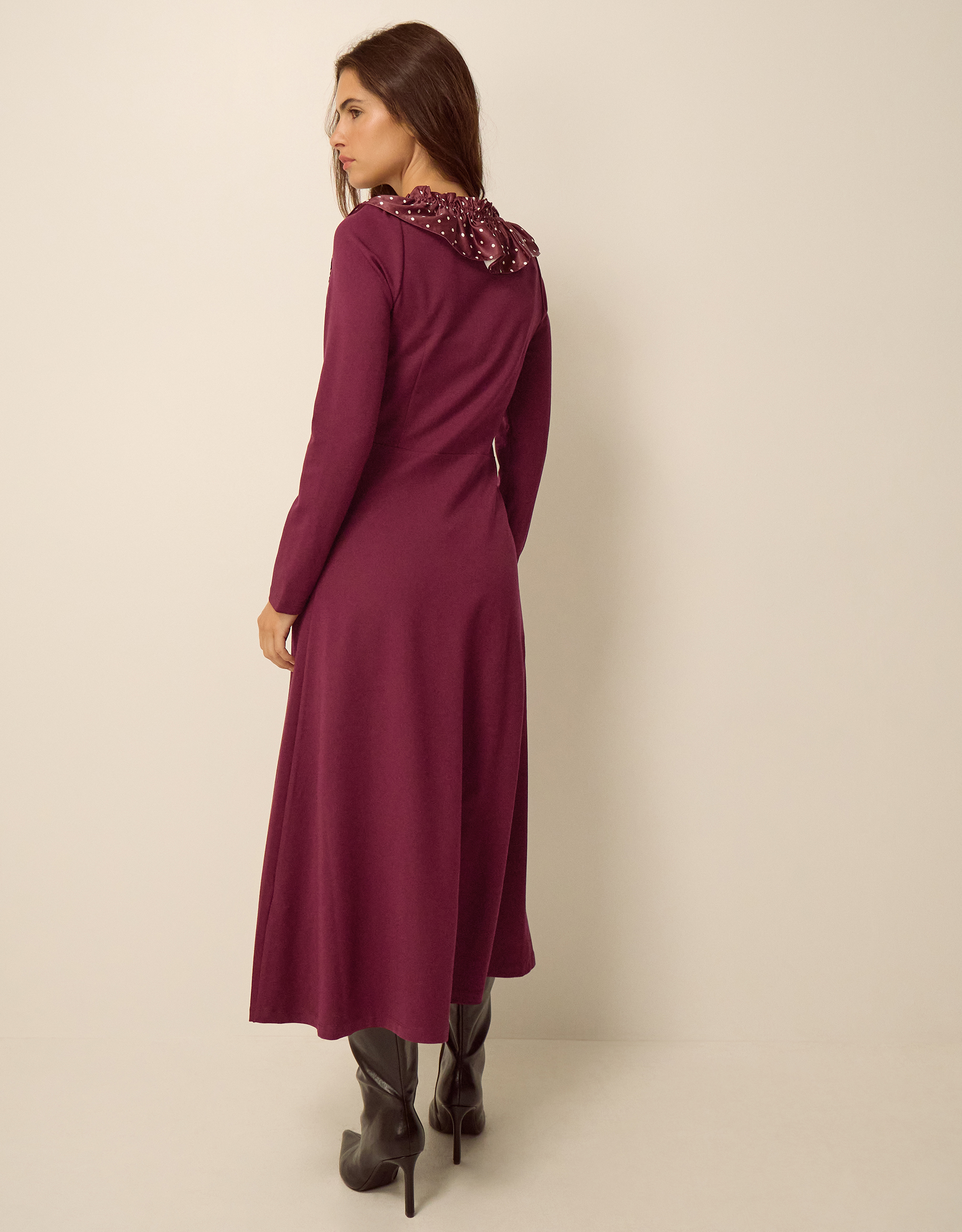 Monsoon Jaz Polka Dot Collar Jersey Midi Dress, view 3