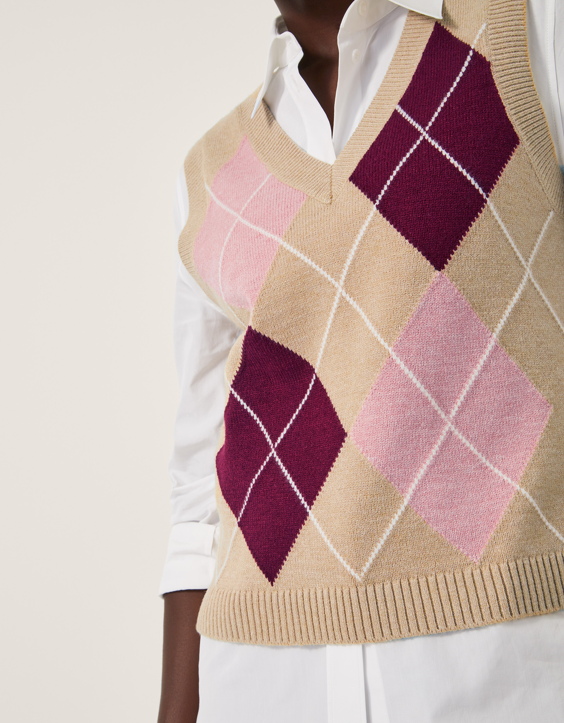 Monsoon Anne Sleeveless Argyle Knitted Vest, view 2