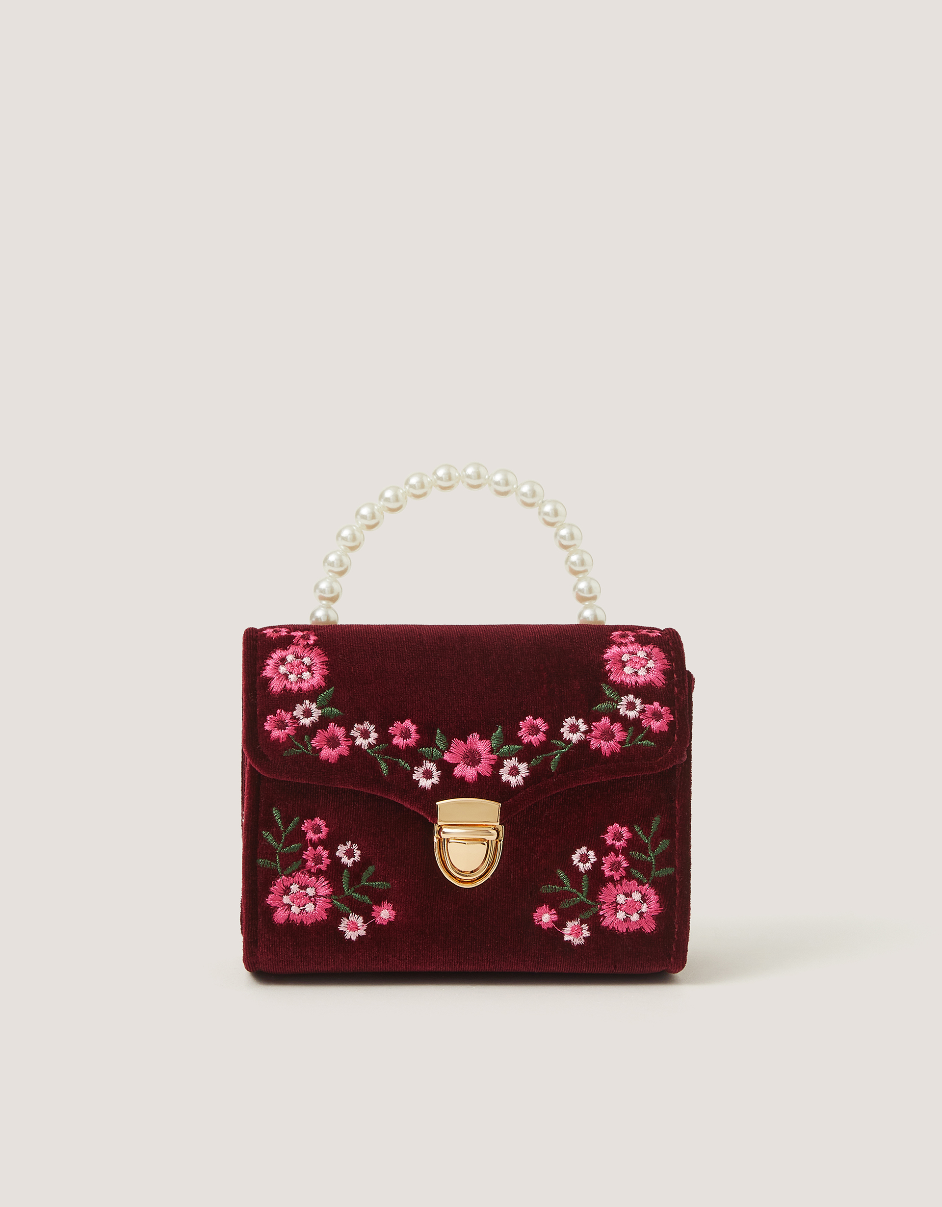 Monsoon Floral Embroidered Velvet Bag