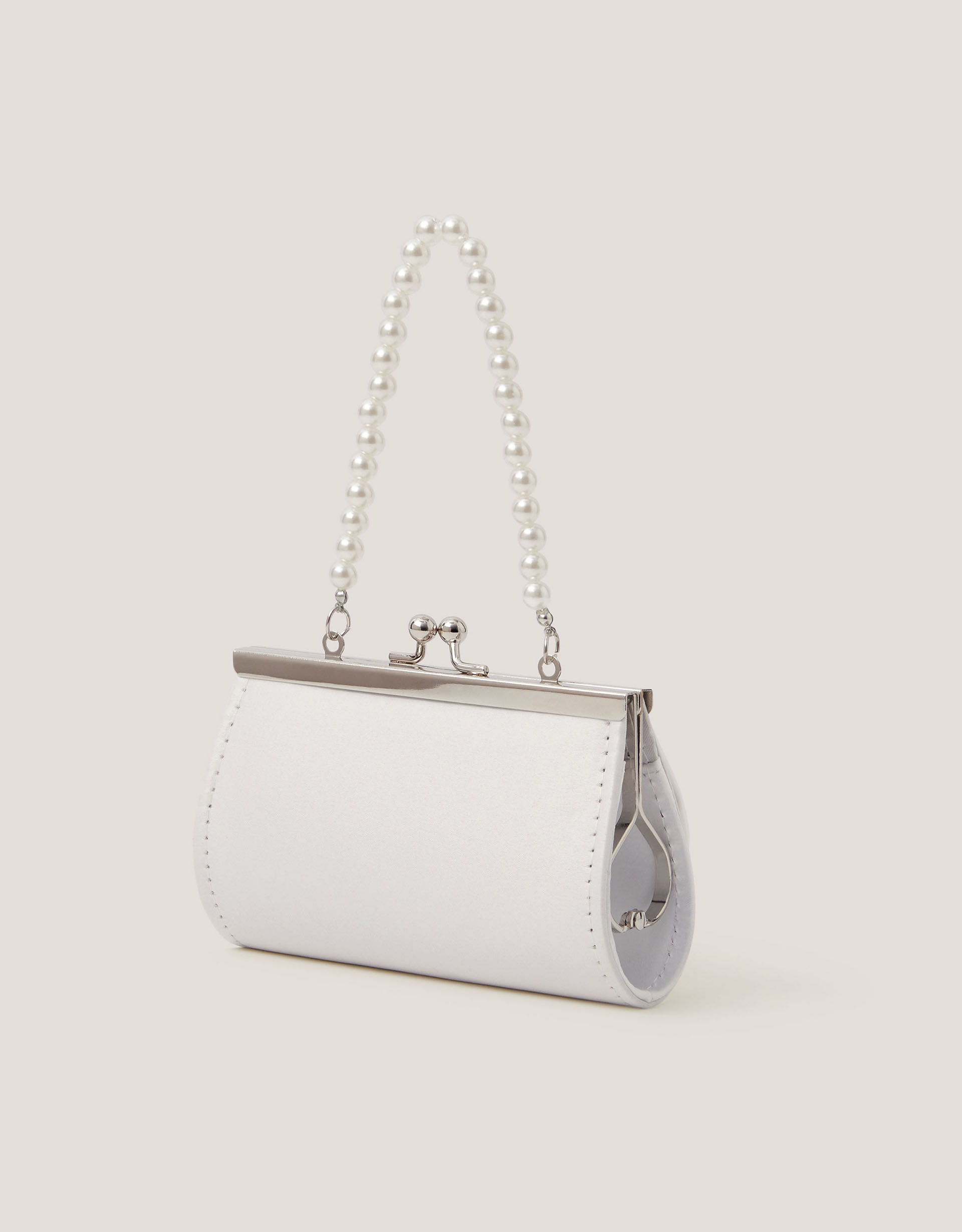Monsoon Satin Rose Bow Mini Bag in Ivory, view 2