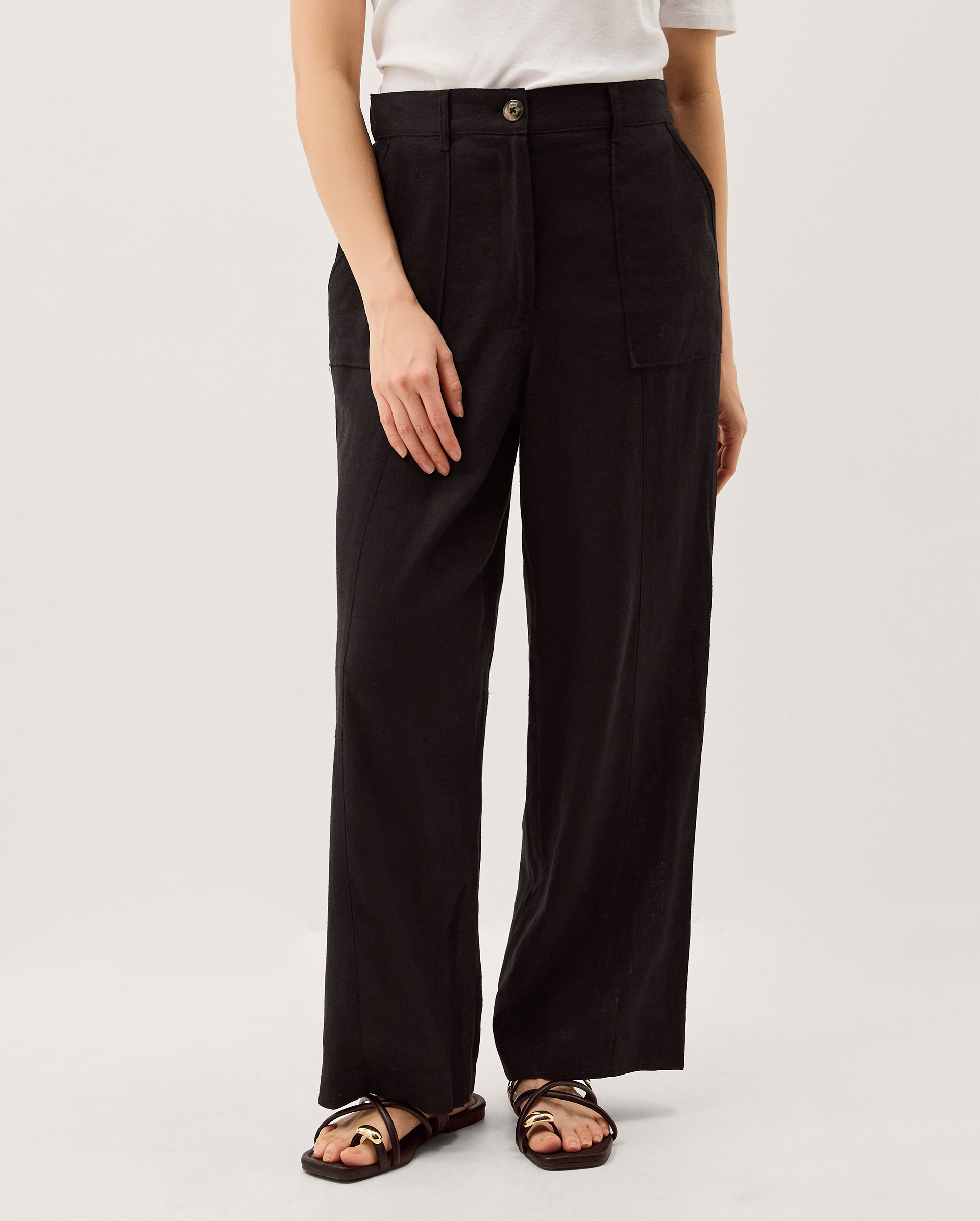 Monsoon Jolie Straight Linen Blend Trousers, view 2