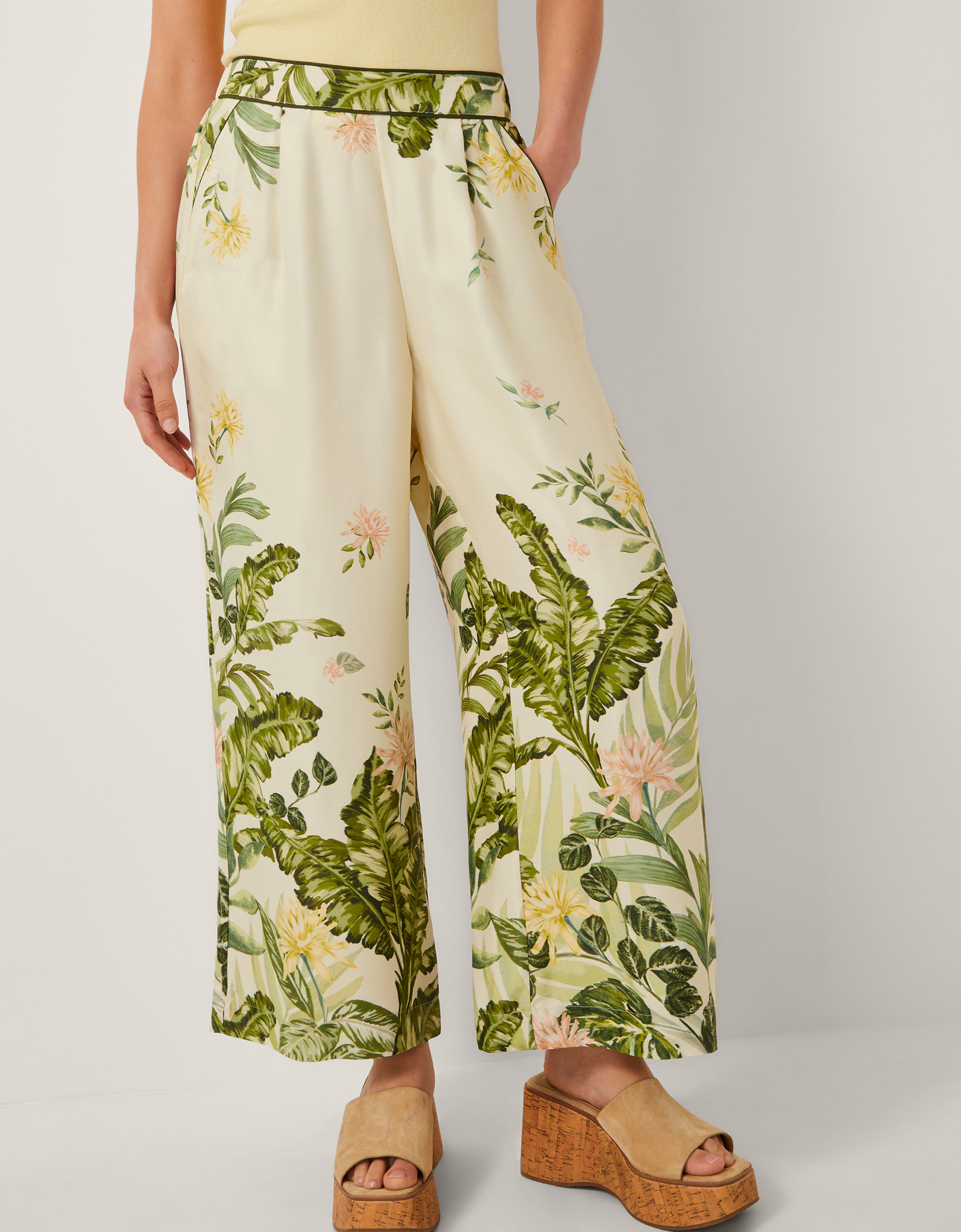Monsoon Fleur Floral Wide Leg Trousers, view 4