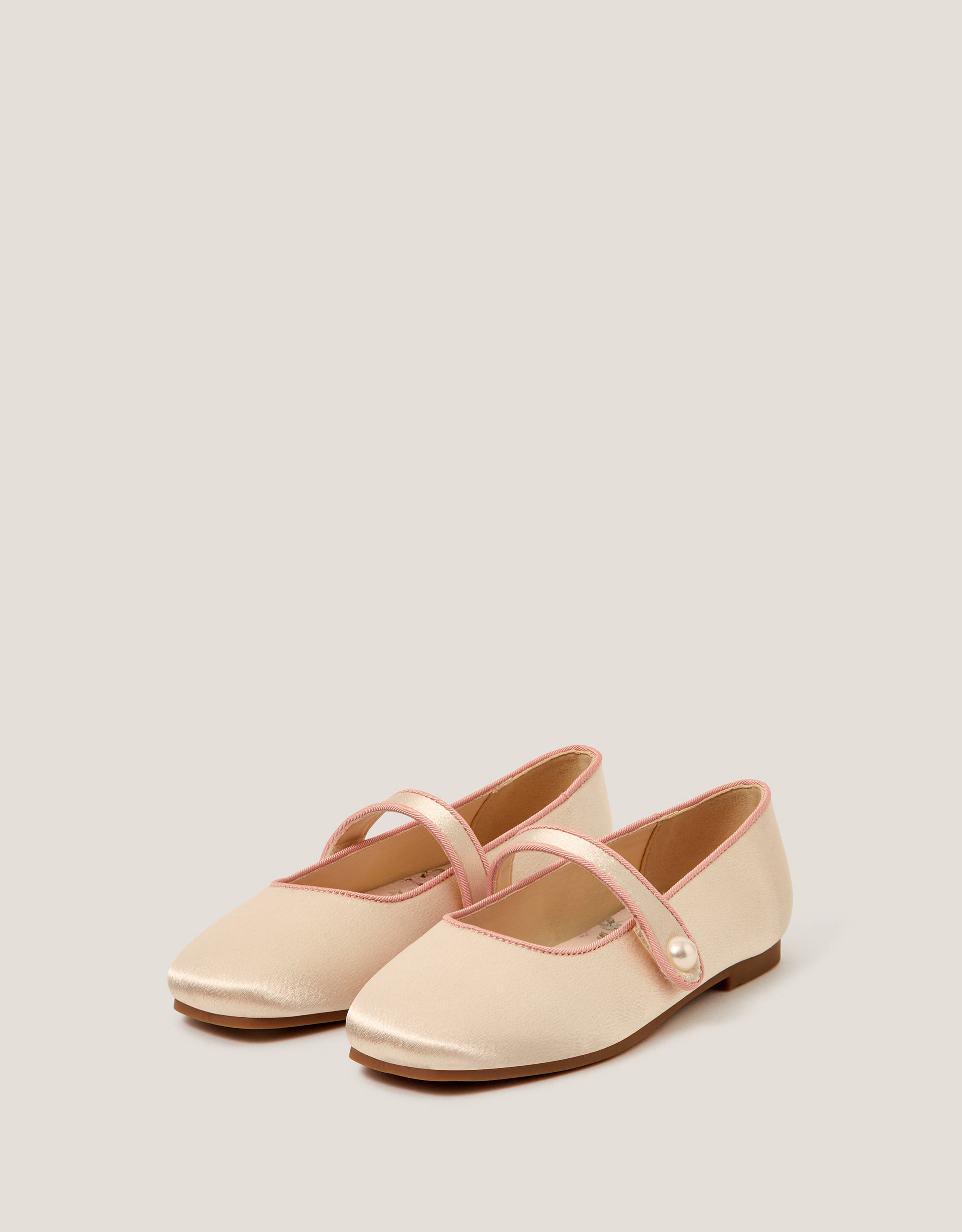Image of Monsoon Pearl Strap Satin Ballet Flats Ivory Ivory female 4