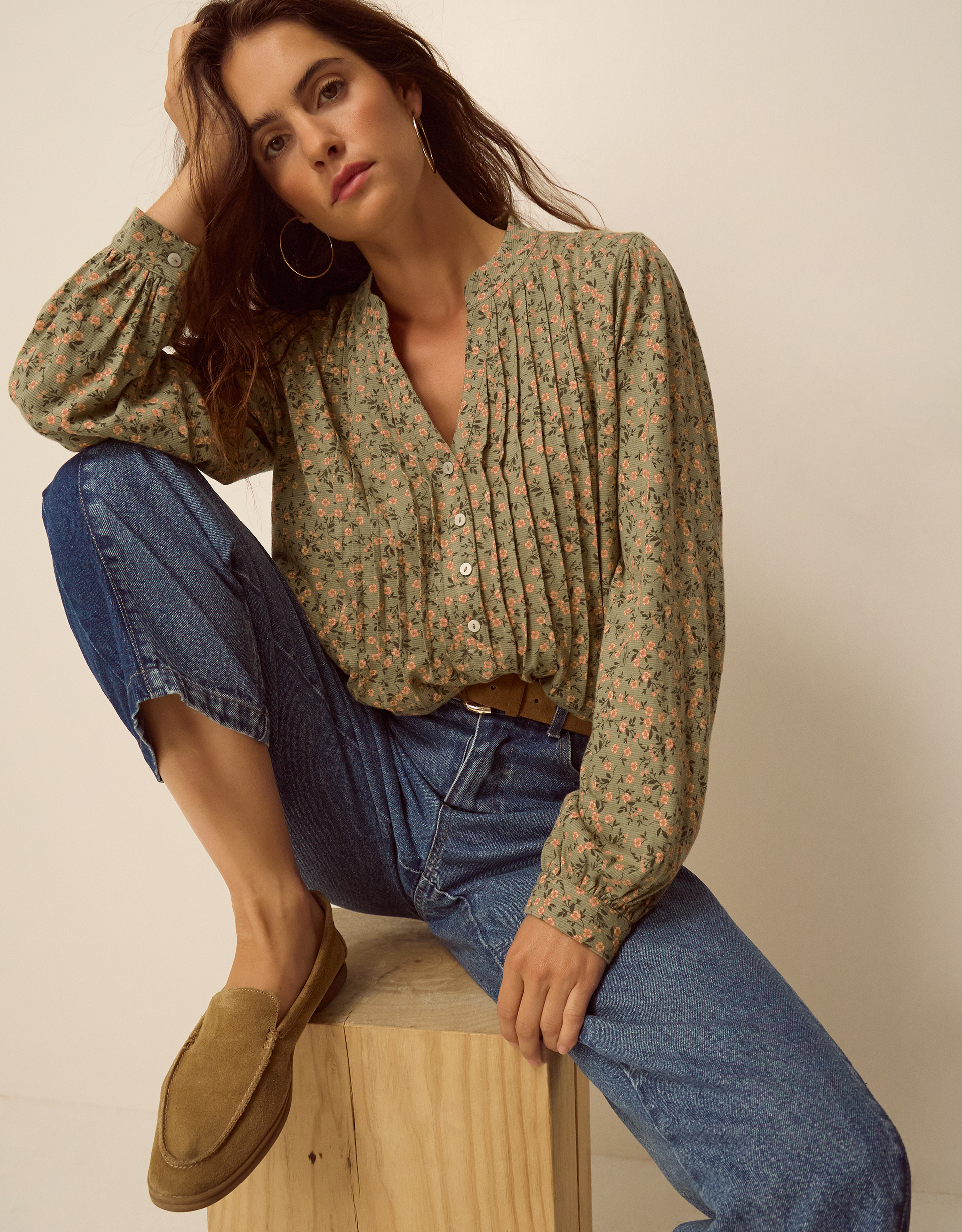 Monsoon Deena Ditsy Floral Jersey Blouse