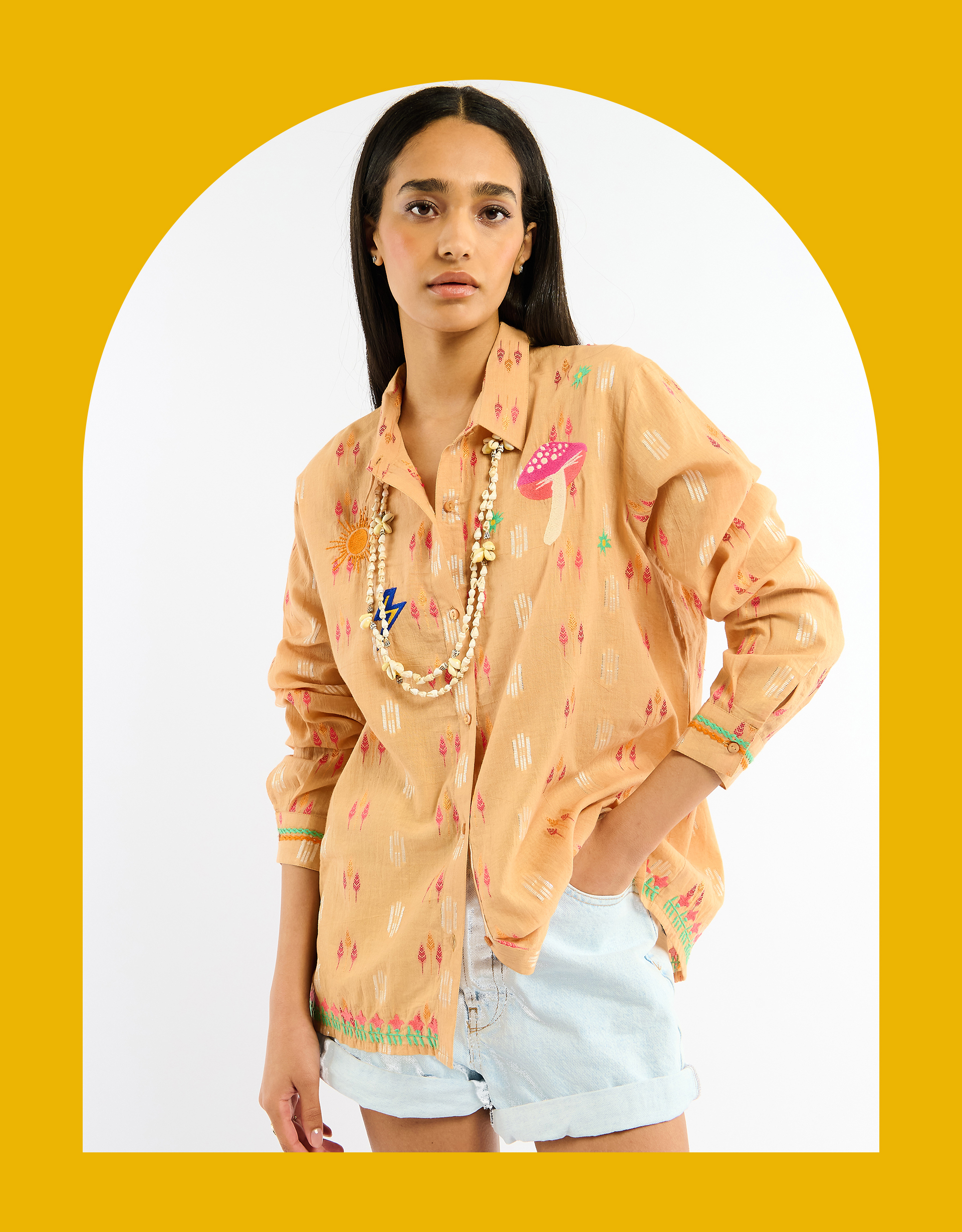 Monsoon Wild Charlie Jacquard Shirt in Orange