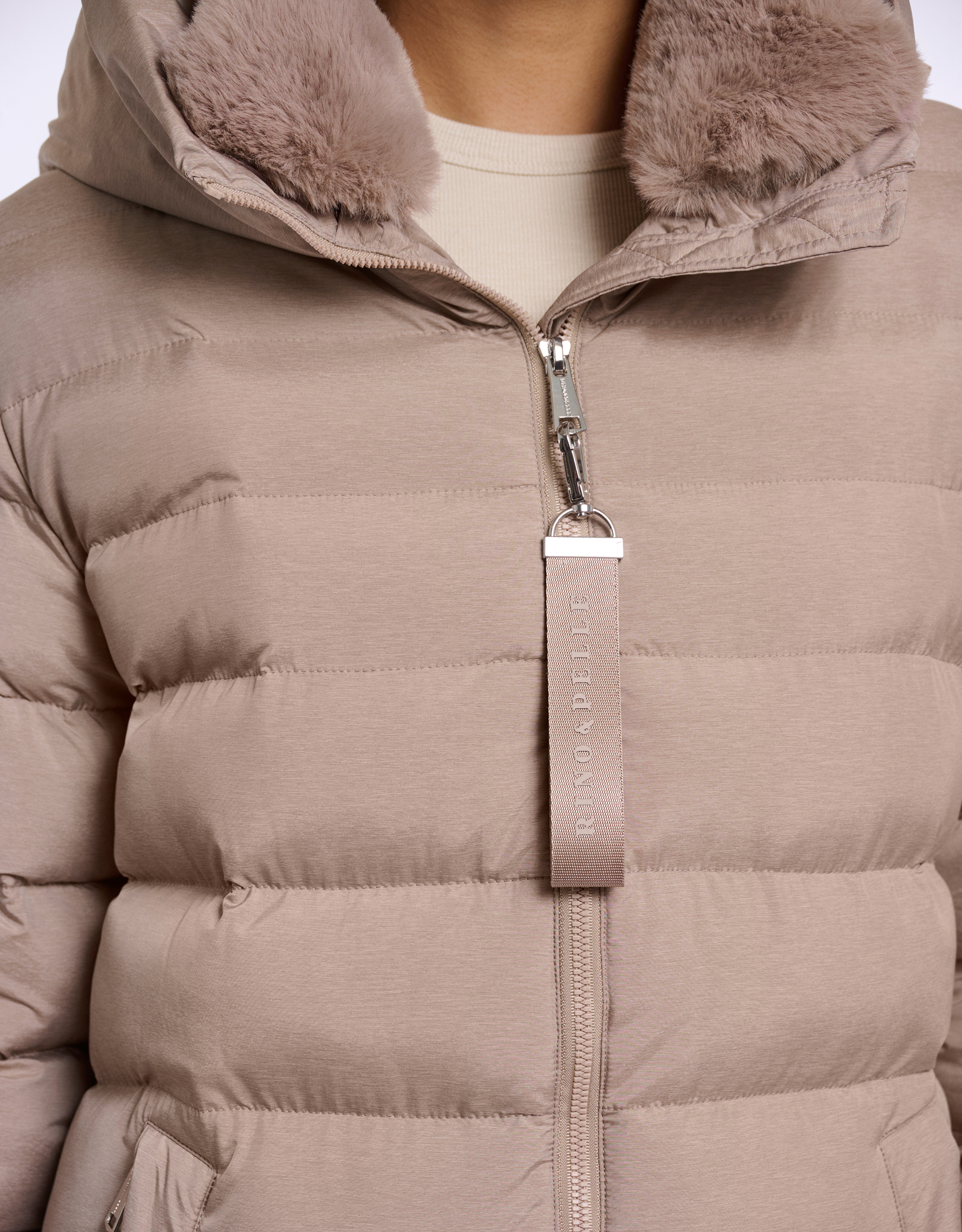 Monsoon Rino & Pelle Hudson Long Padded Coat in Camel, view 4