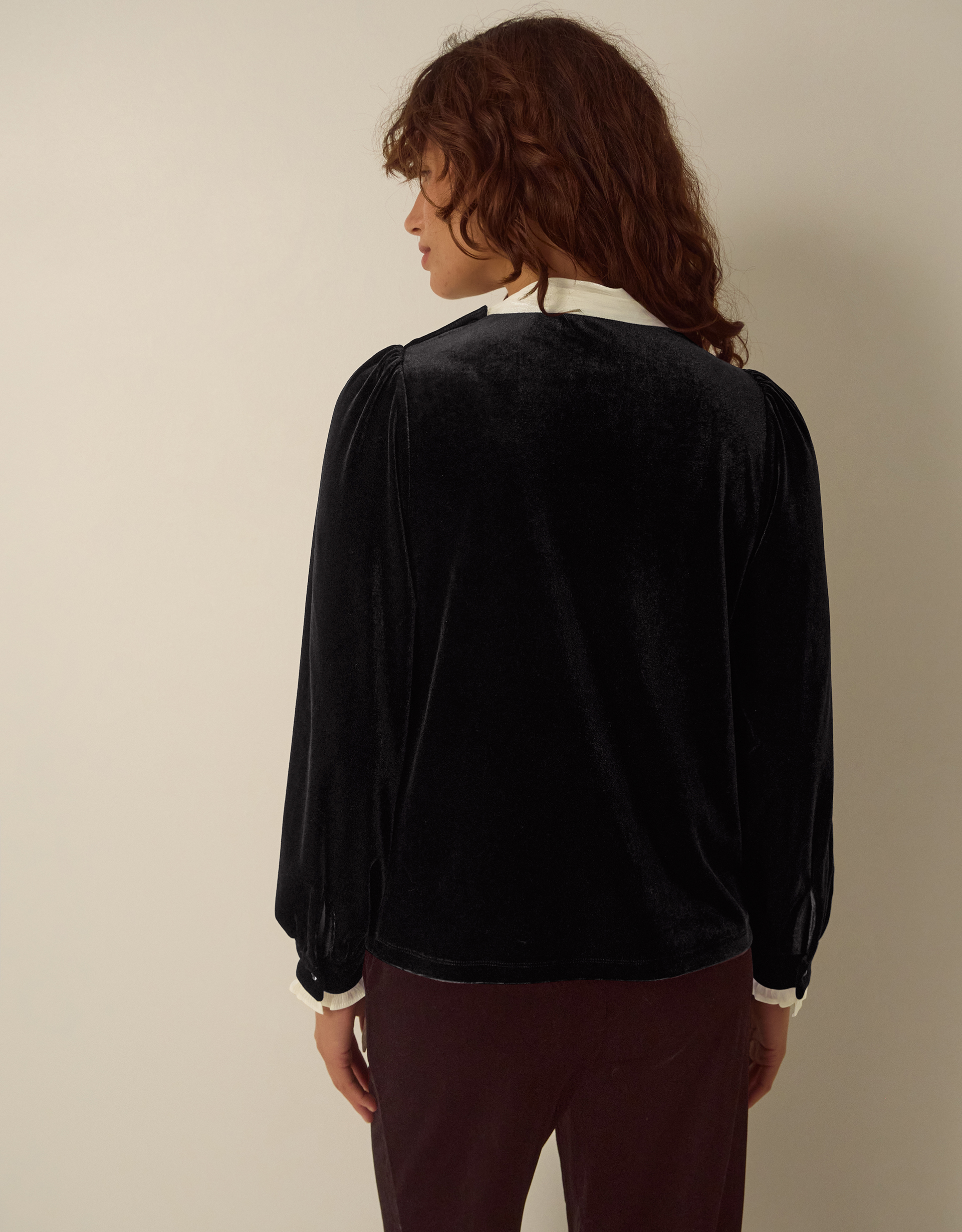 Monsoon Tia Tie Neck Velvet Top, view 4