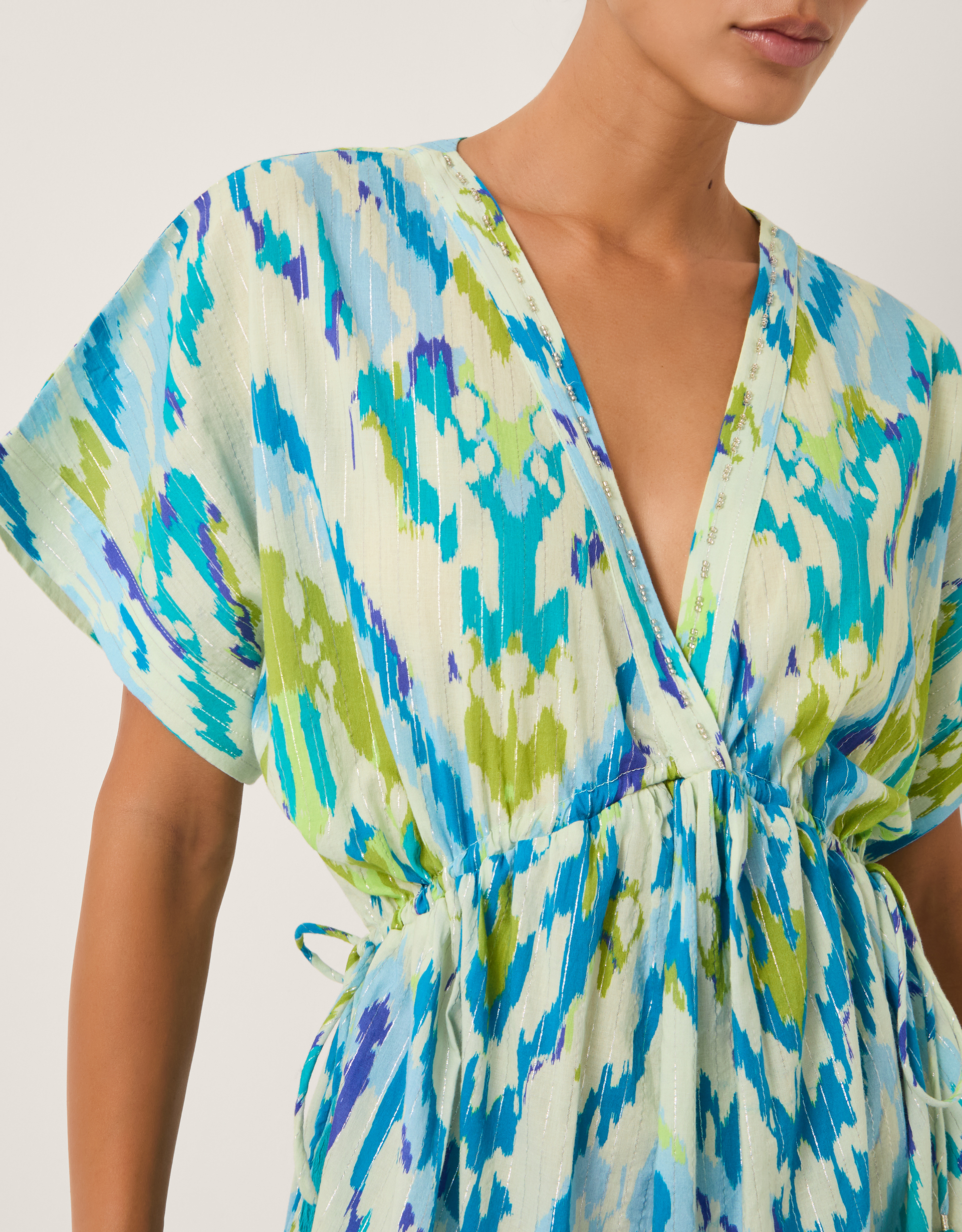 Monsoon Coralie Print Mini Kaftan, view 2