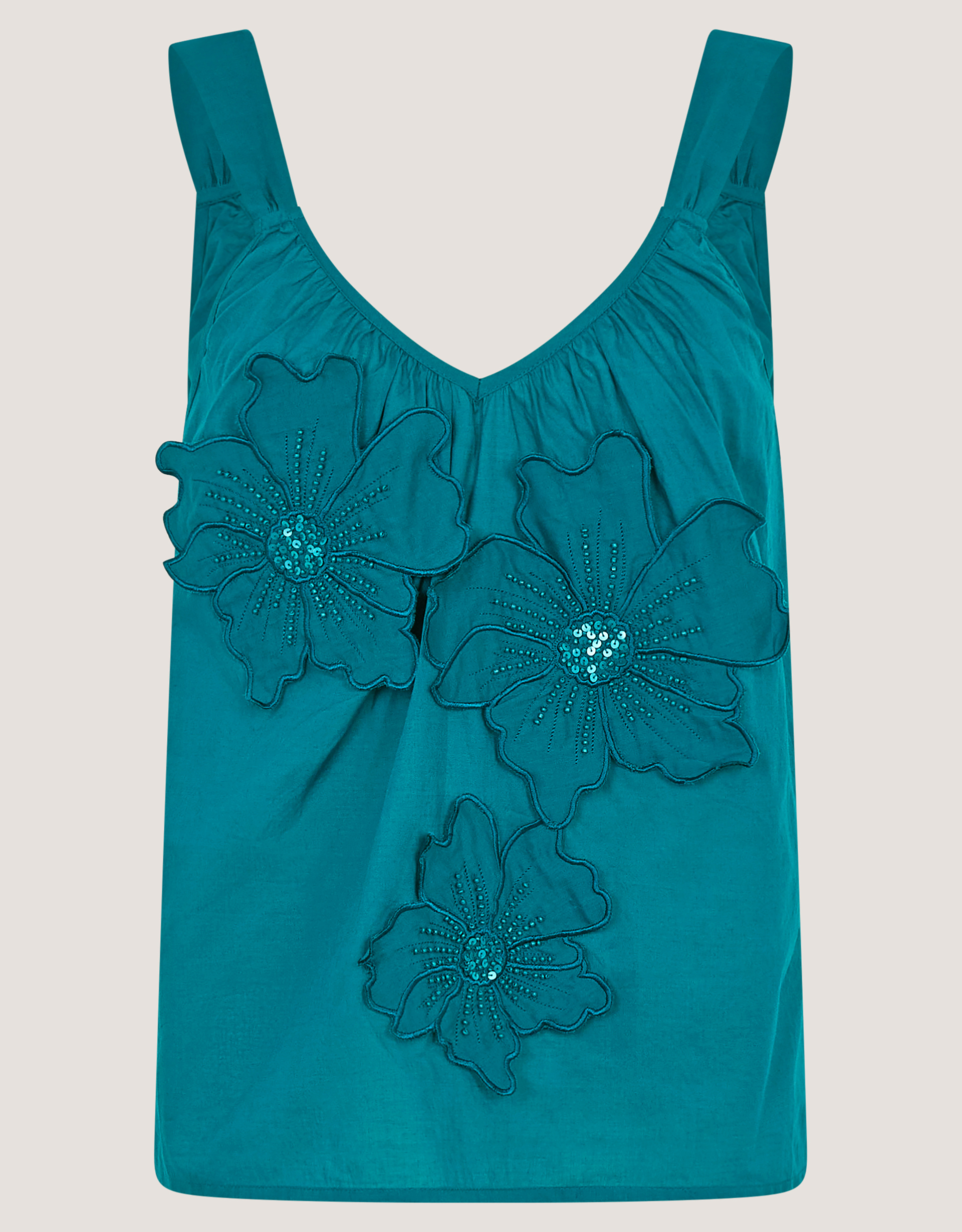 Monsoon Rosalie Sleeveless Floral Embellished Top, view 5