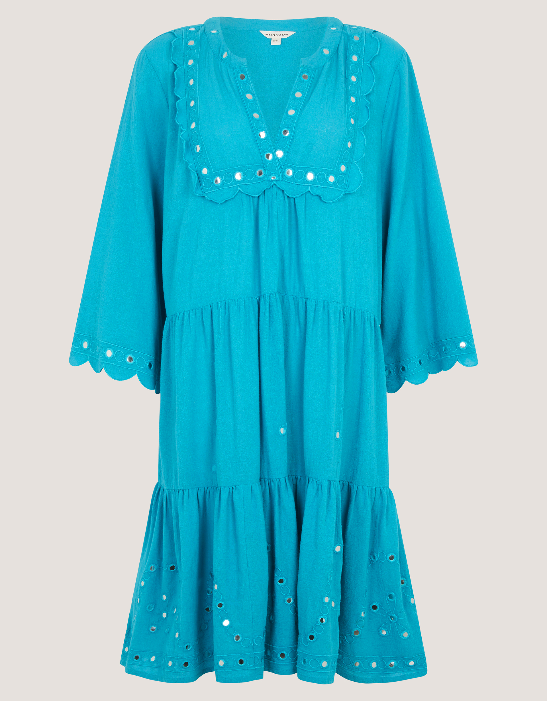 Monsoon Maddie Mirror Midi Kaftan in Teal, view 5