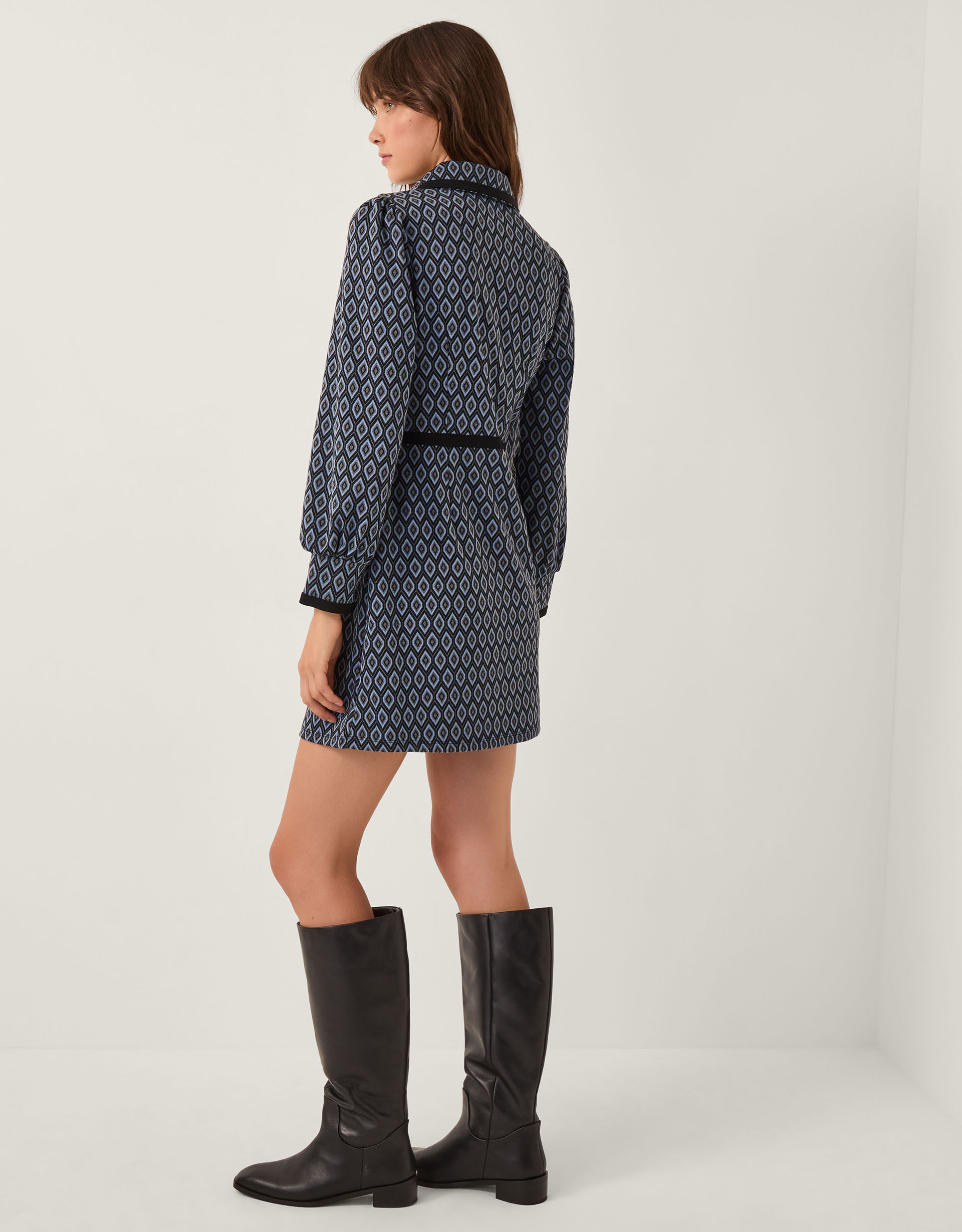 Monsoon Jen Jacquard Jersey Mini Shirt Dress, view 3