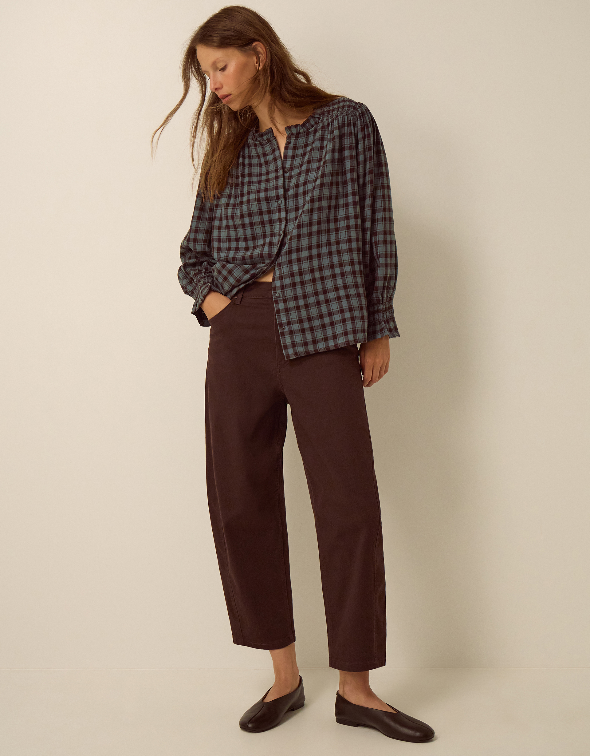 Monsoon Ruby Check Blouse Blue, view 2