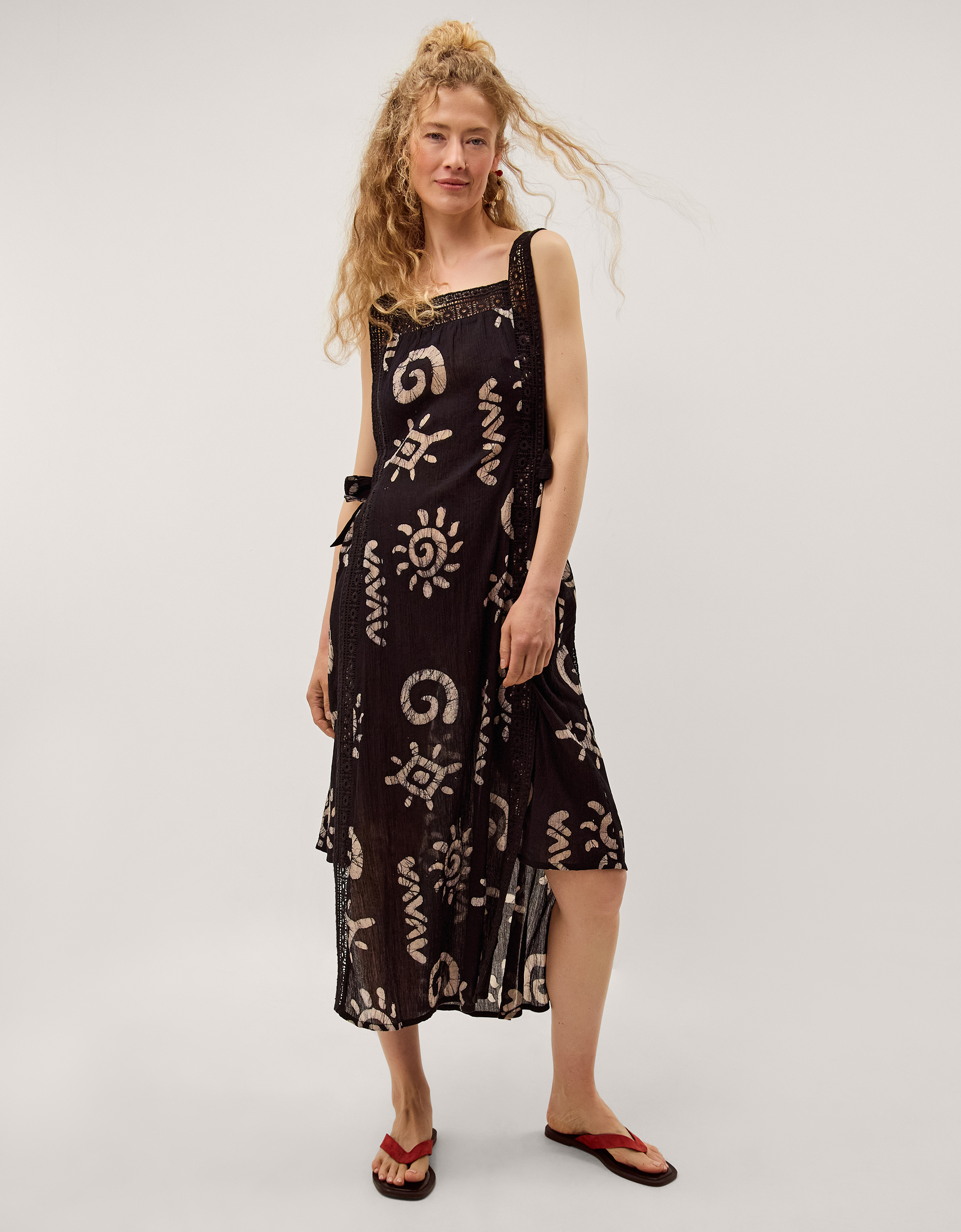 Monsoon Mafalda Sun Print Lace Midi Dress