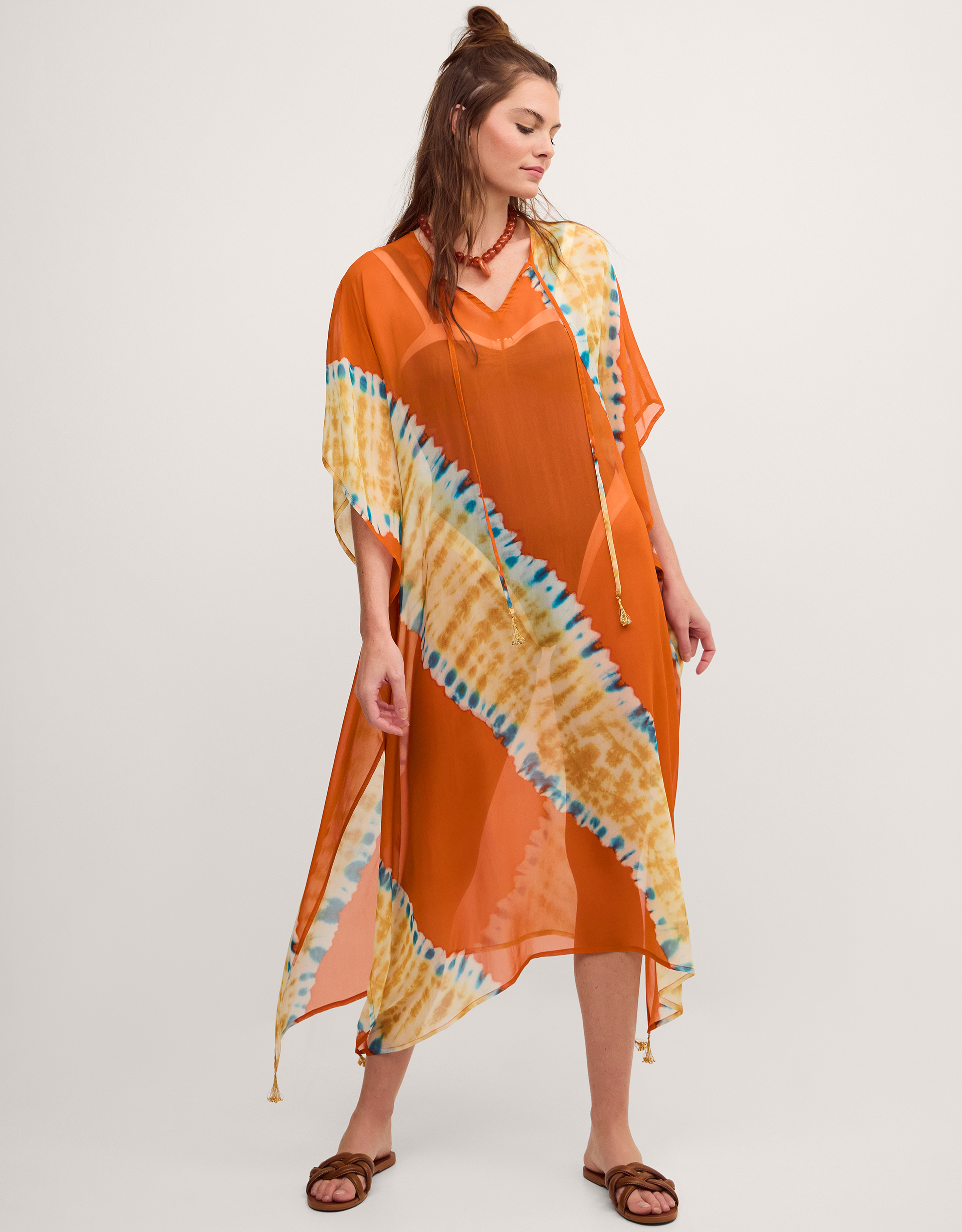 Monsoon Sasha Artisanal Tie-Dye Midi Kaftan