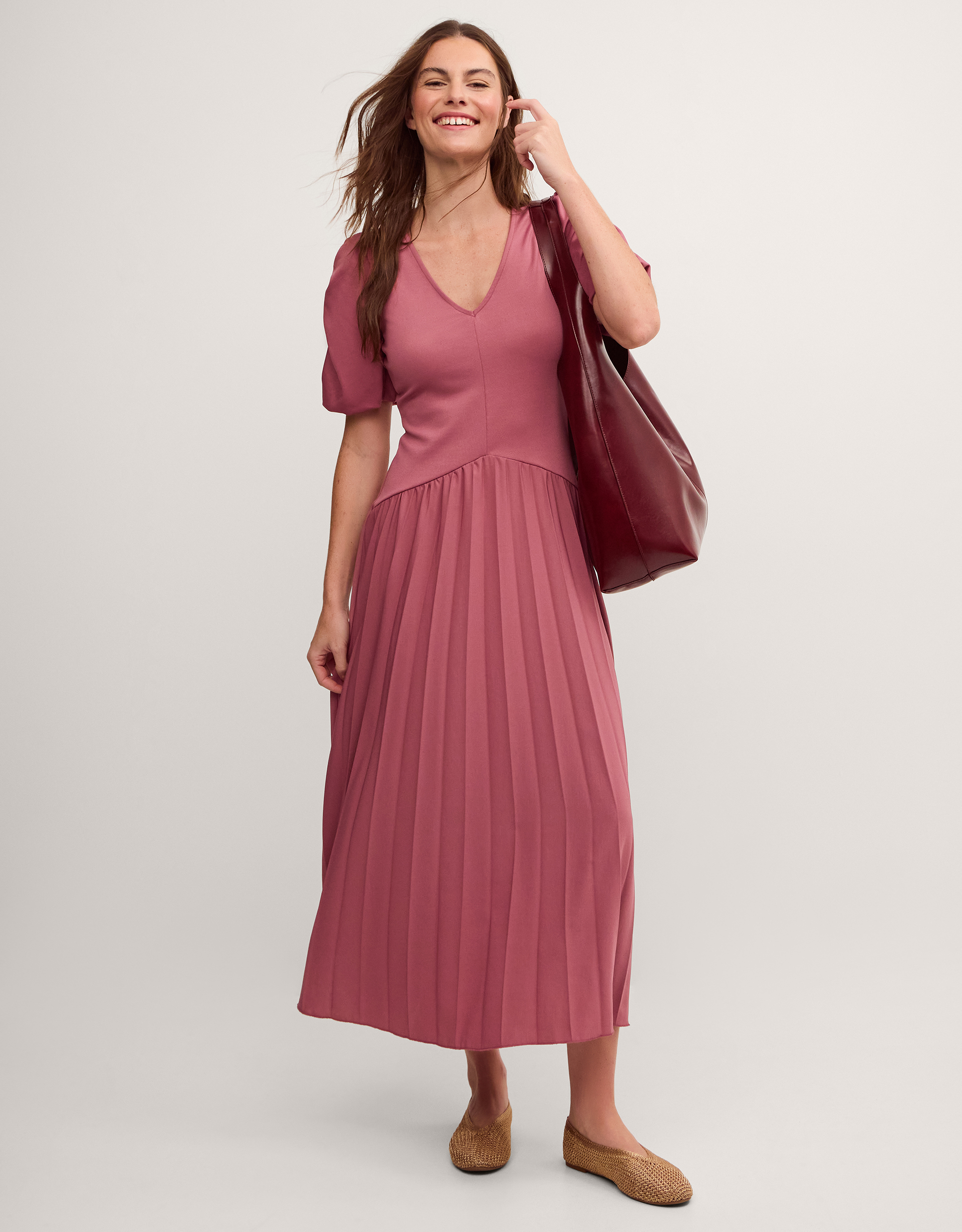 Monsoon Mindy Pleated Jersey Midi Dress