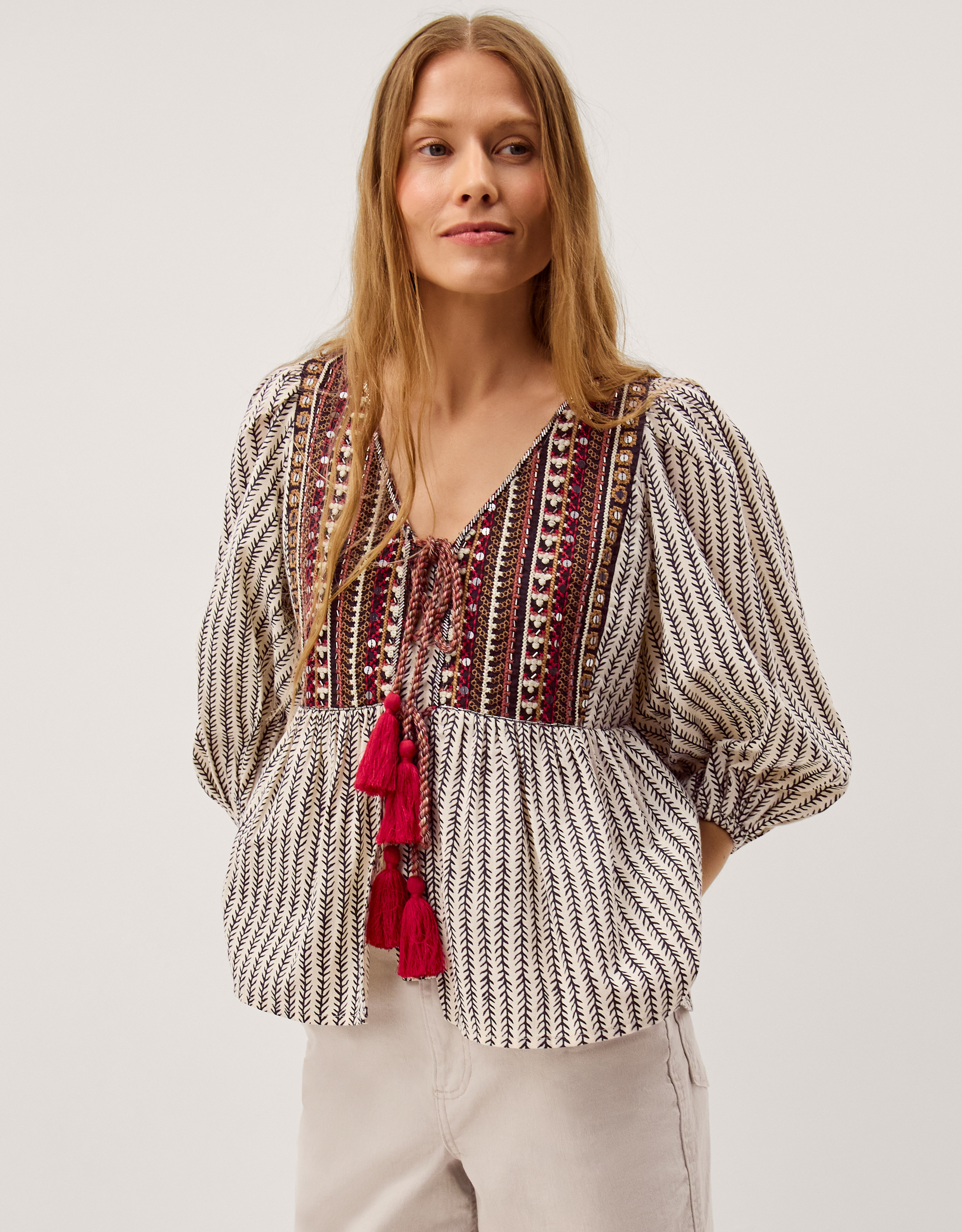 Monsoon Laila Embellished Print Blouse, view 4