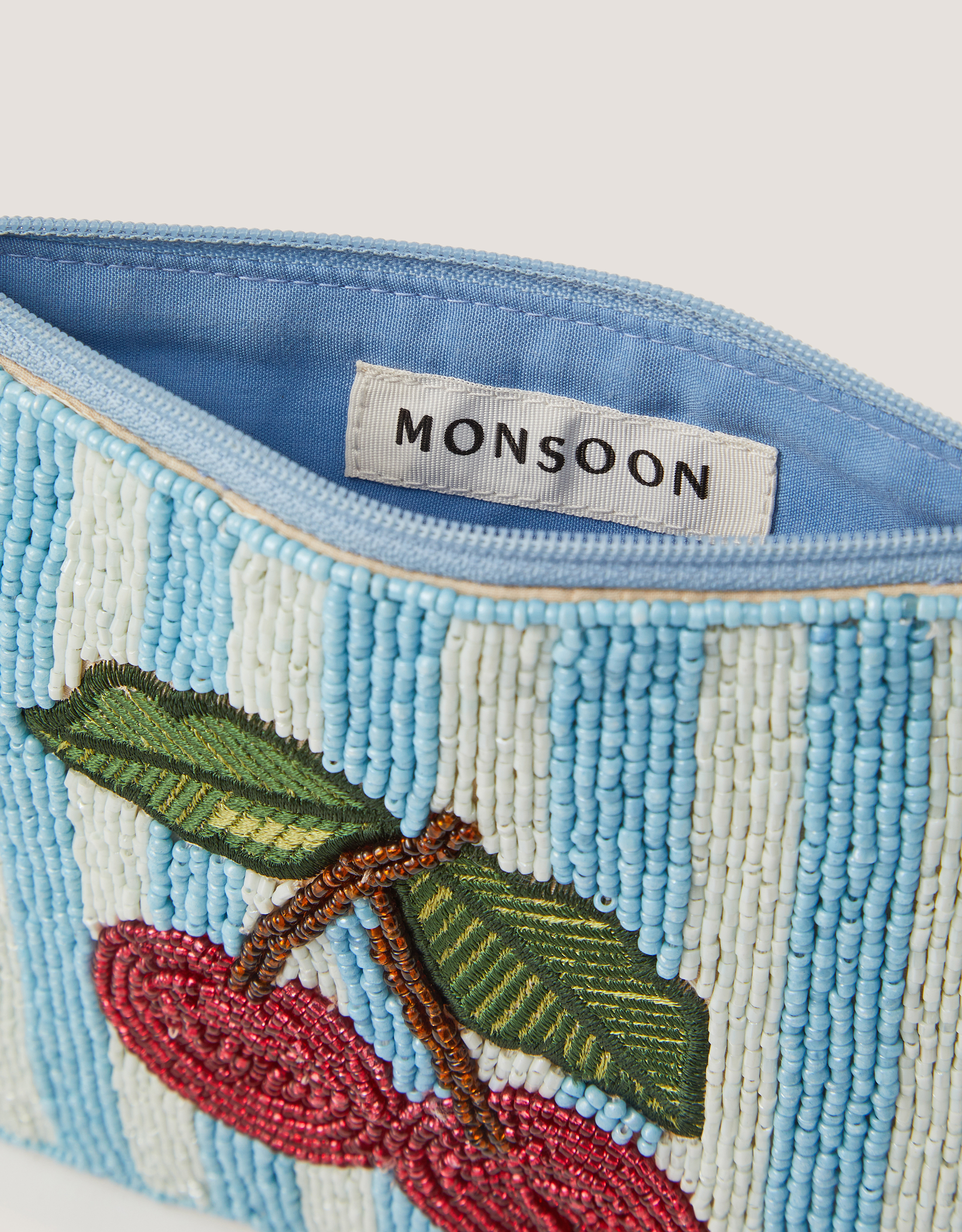 Monsoon Cherry Beaded Pouch, view 4