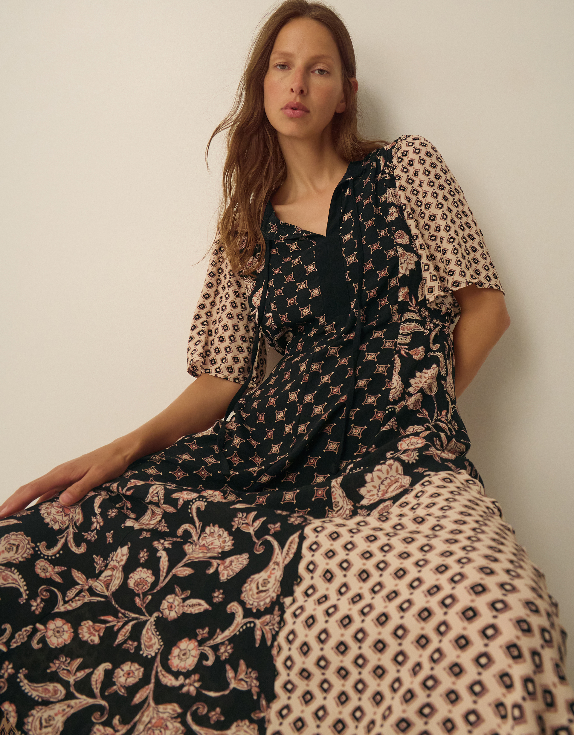 Monsoon Raquel Patchwork Floral Print Midi Dress, view 5