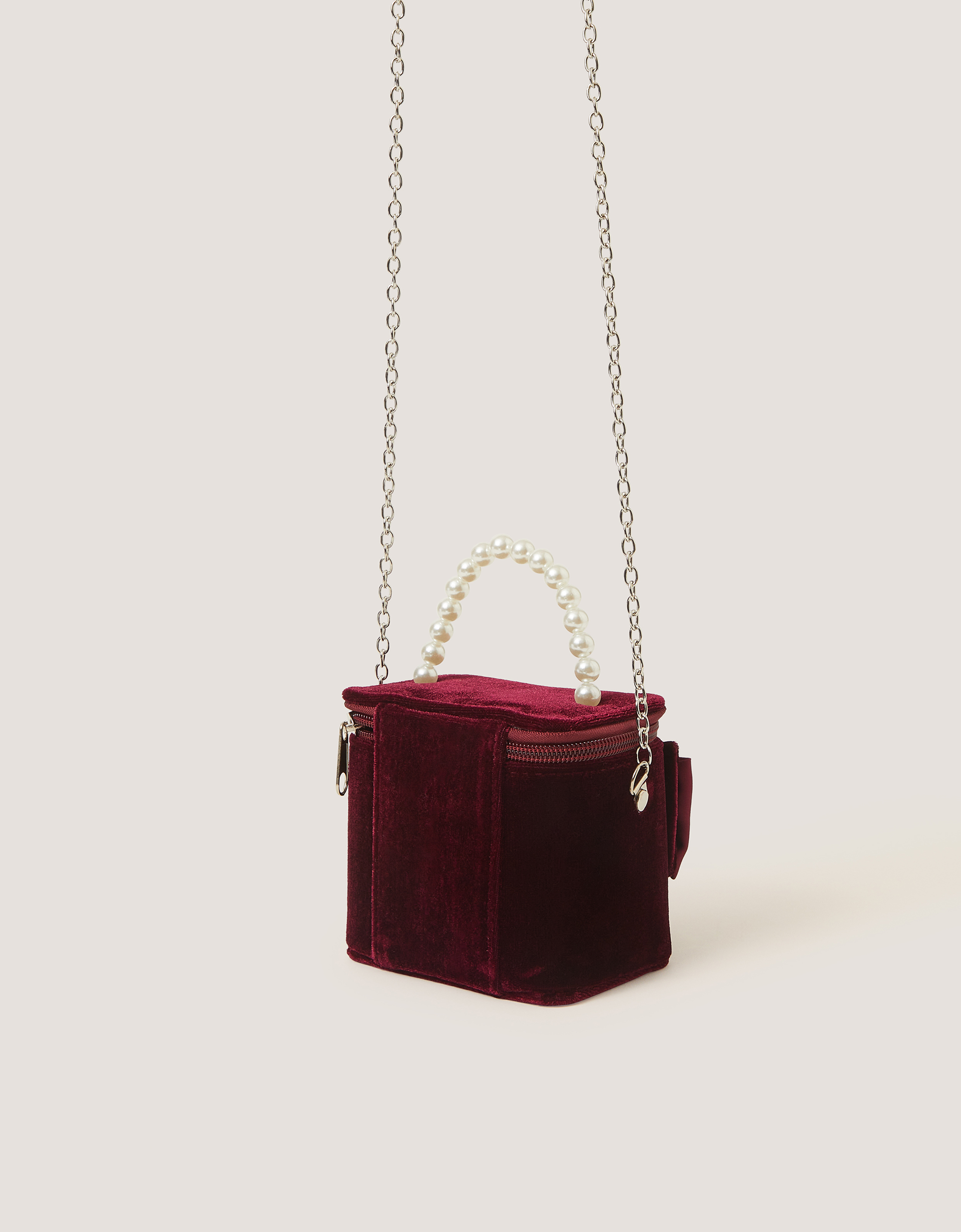 Monsoon Bow Velvet Bag in Red, view 2