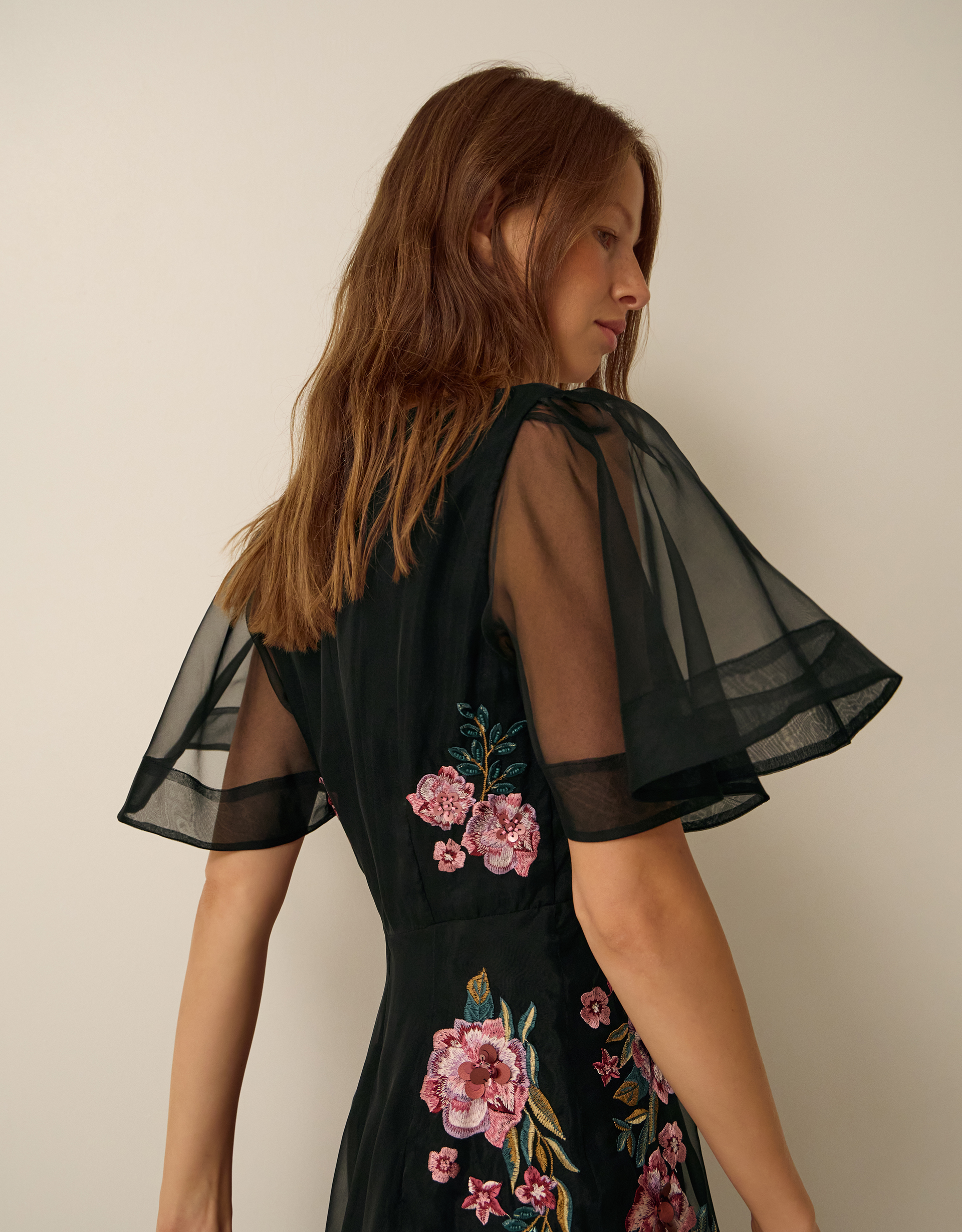 Monsoon Felicity Floral Embroidered Midi Dress, view 4