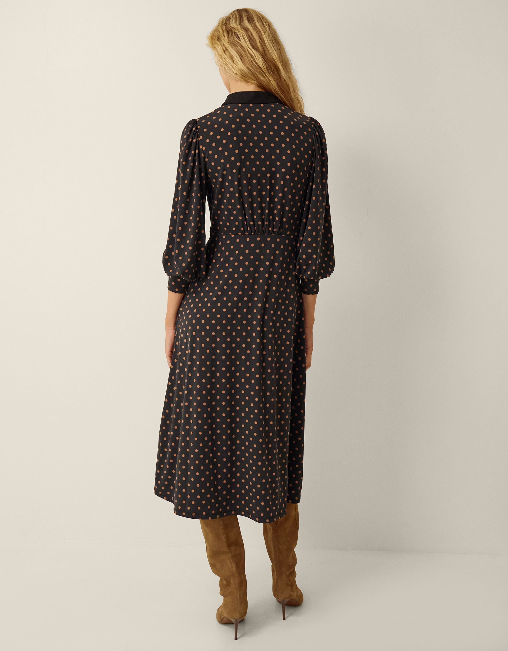Monsoon Sally Lace Polka Dot Jersey Midi Dress, view 3