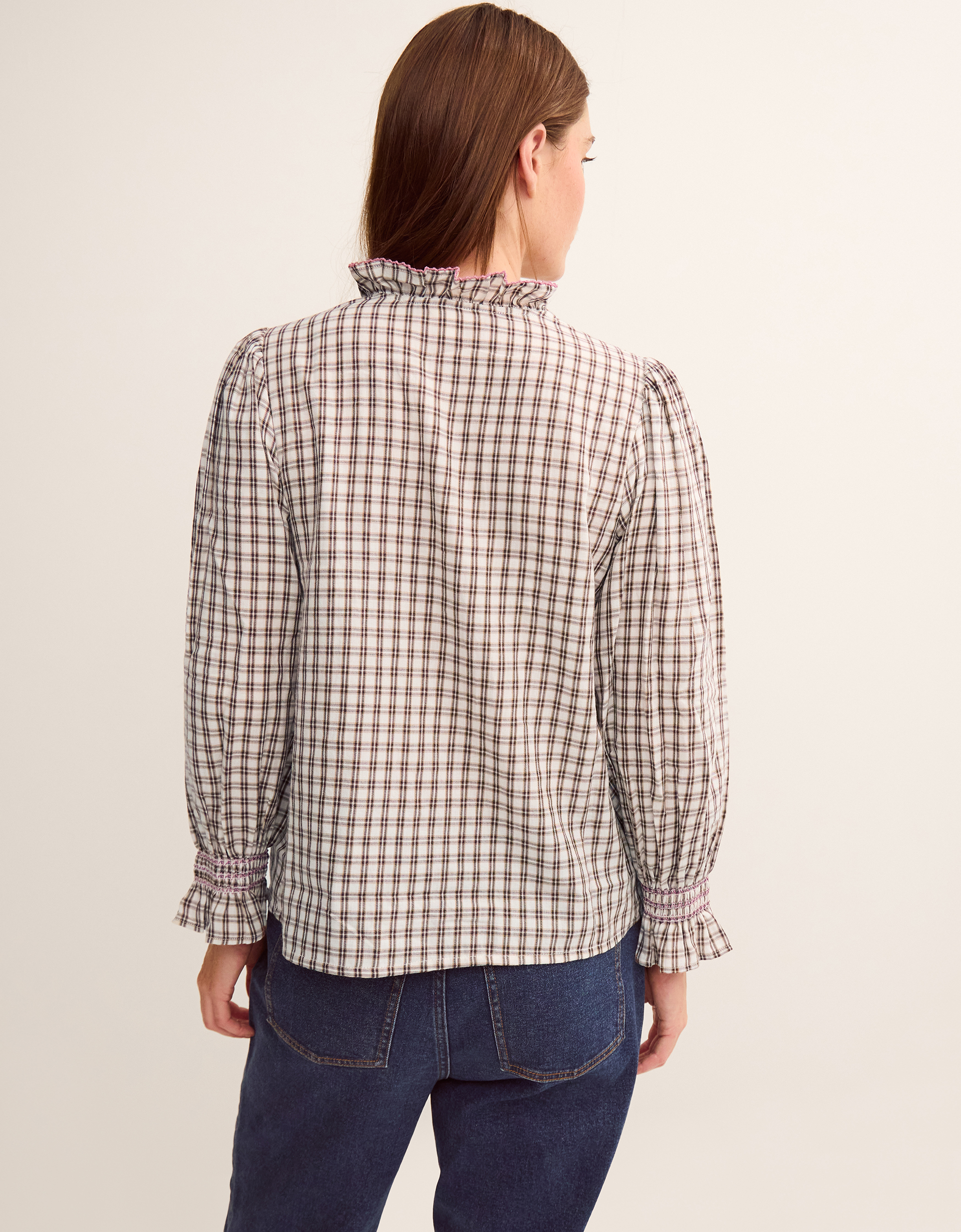 Monsoon Marlo Check Blouse Brown, view 3