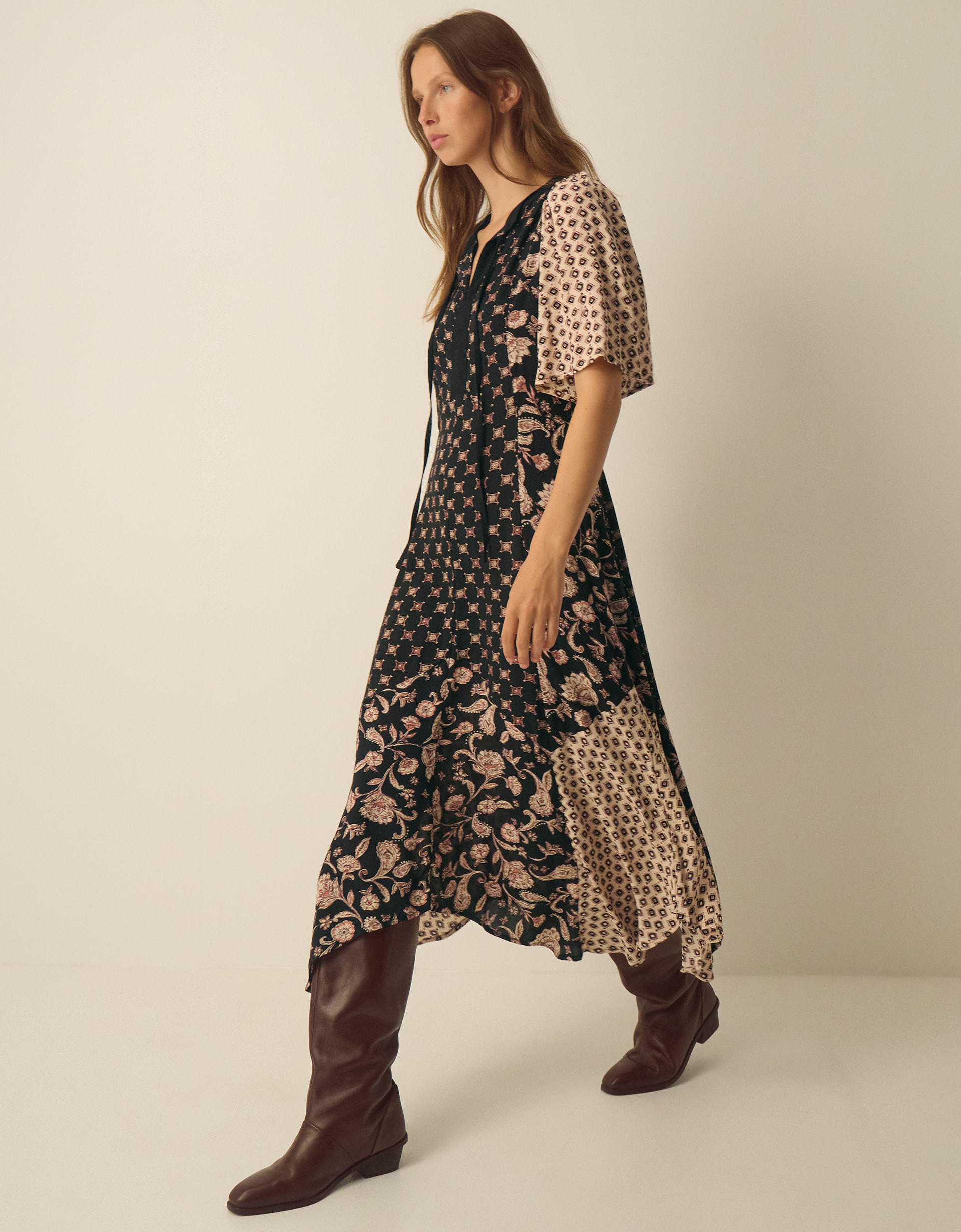 Monsoon Raquel Patchwork Floral Print Midi Dress, view 4