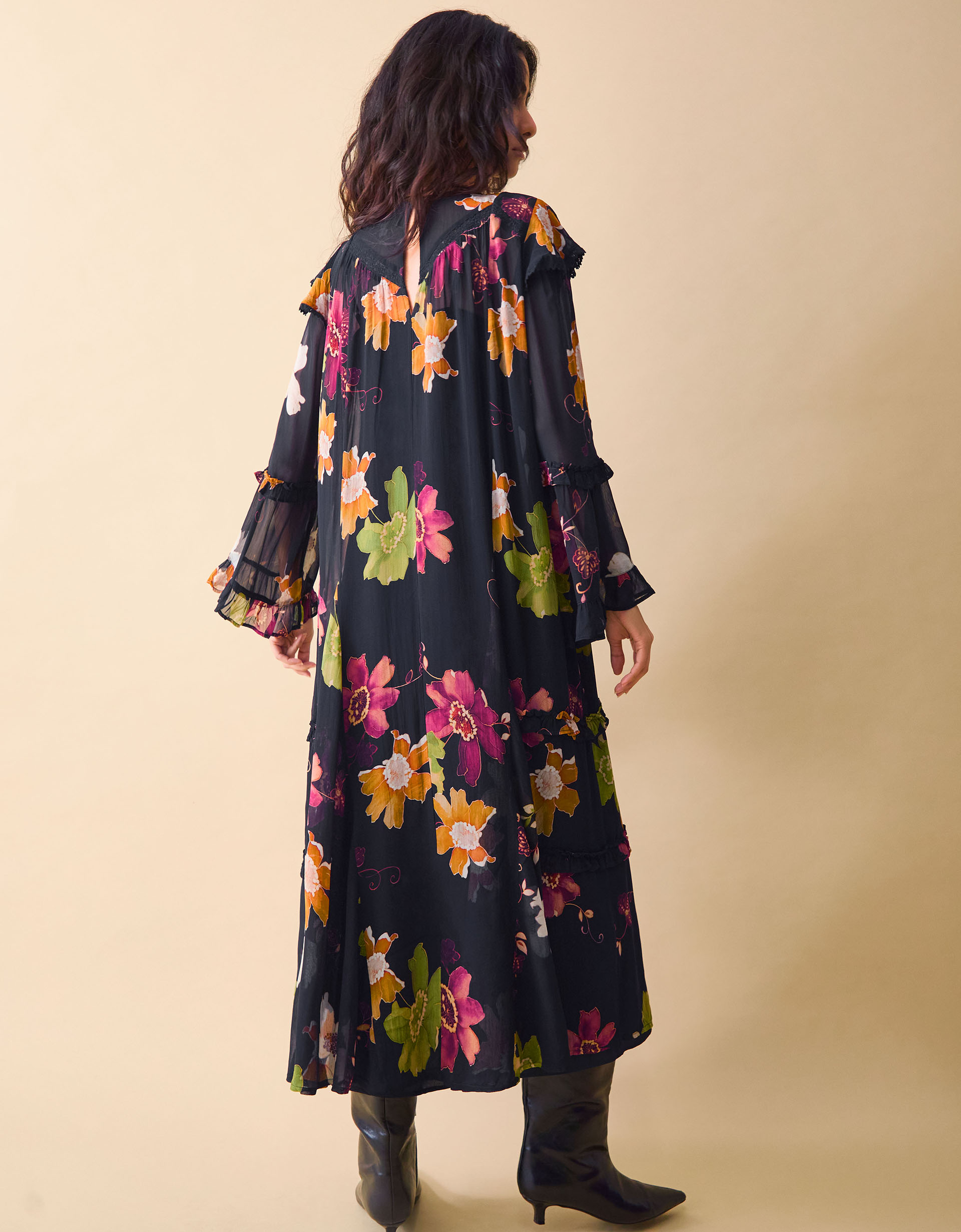 Monsoon Clemence Camille Floral Georgette Midi Dress, view 3