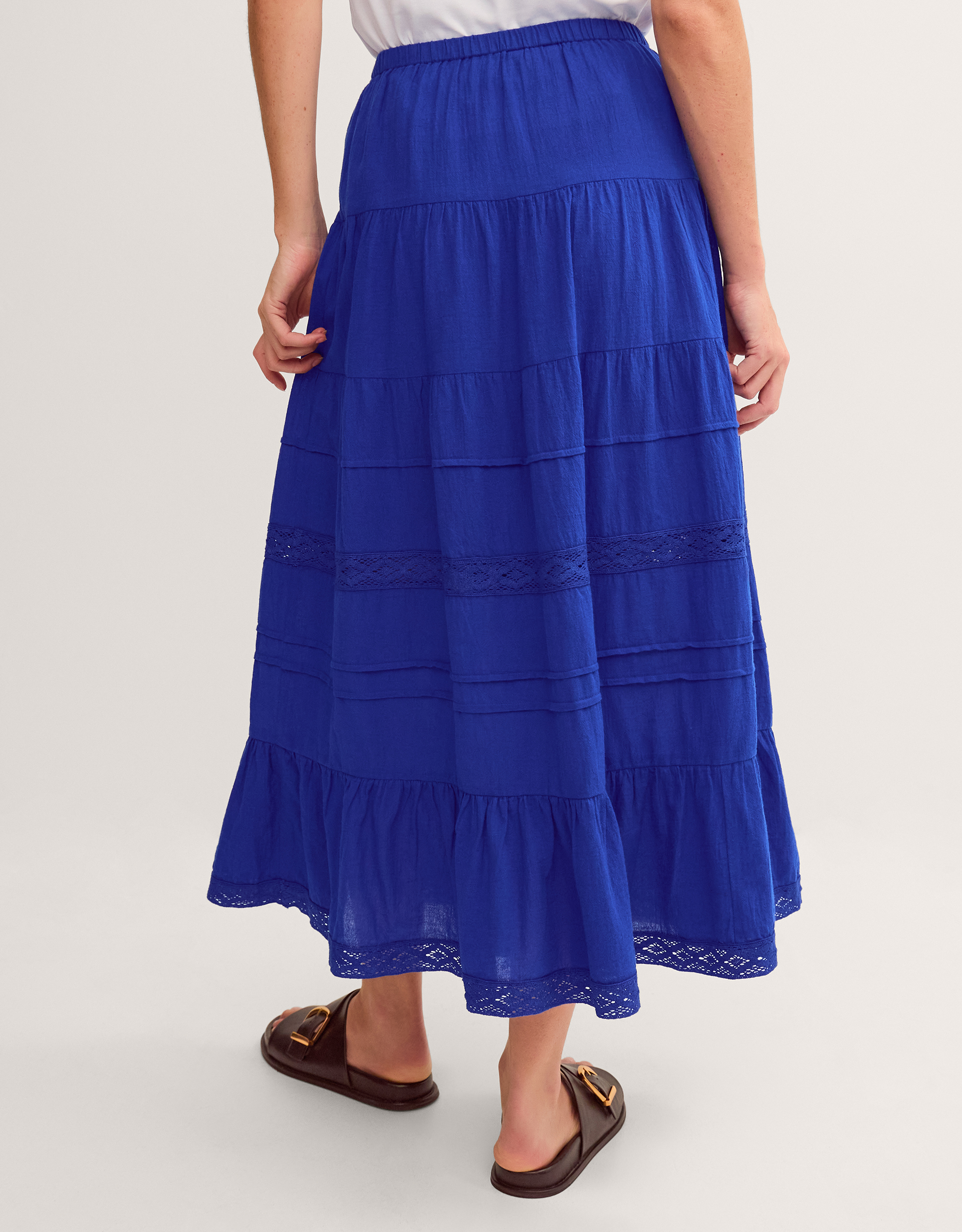 Monsoon Maria Tiered Maxi Skirt in Blue, view 3