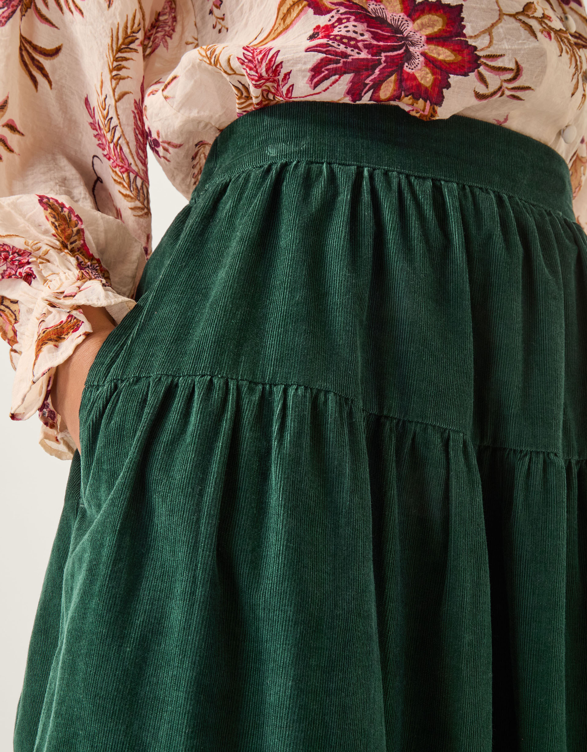 Monsoon Mina Corduroy Midi Skirt, view 4